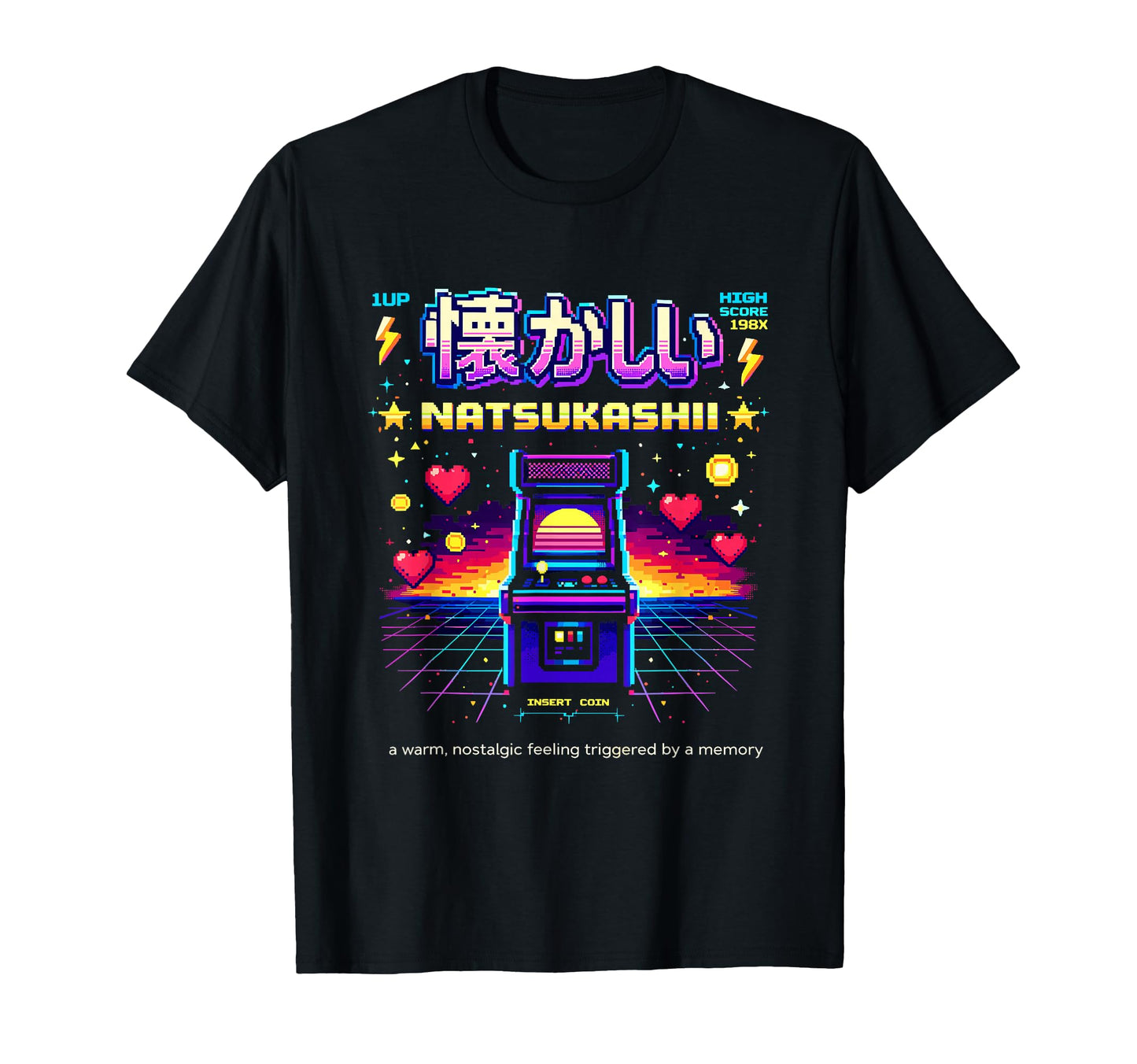 Natsukashii Arcade Gaming Pixel T-Shirt - Casual Everyday Wear Men Women - T-Shirt, Sweatshirt, Hoodie