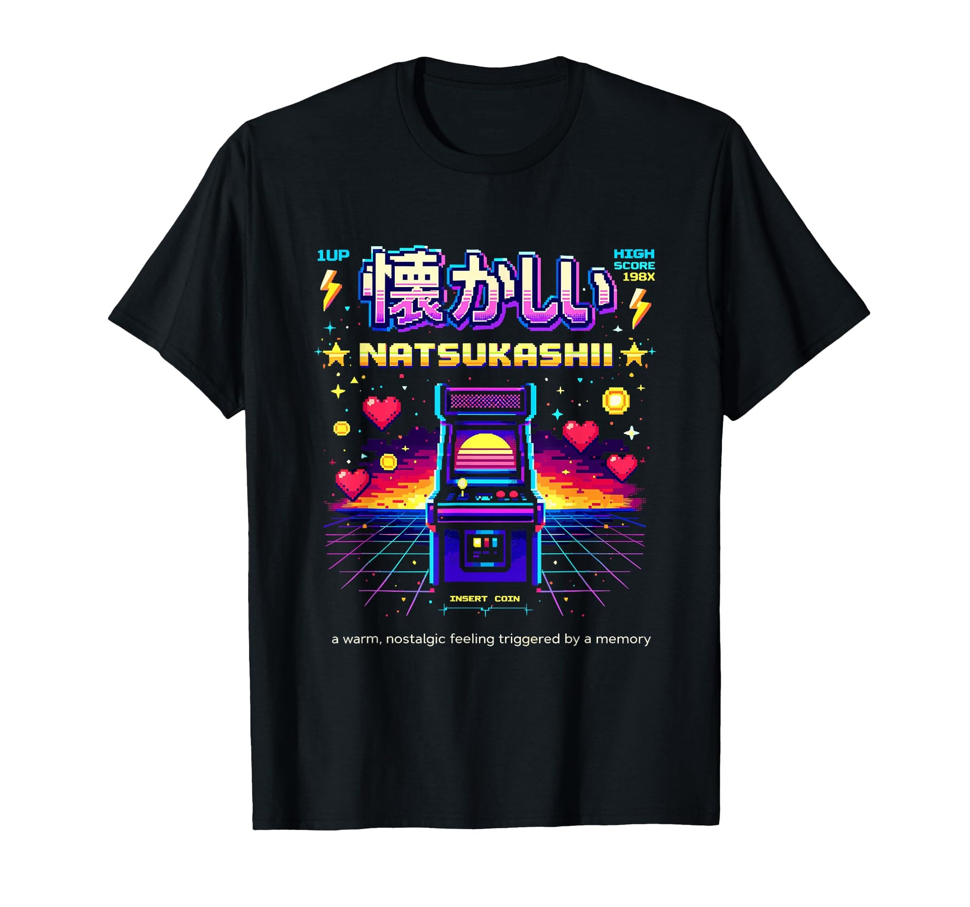 Natsukashii Arcade Gaming Pixel T-Shirt - Casual Everyday Wear Men Women - T-Shirt, Sweatshirt, Hoodie