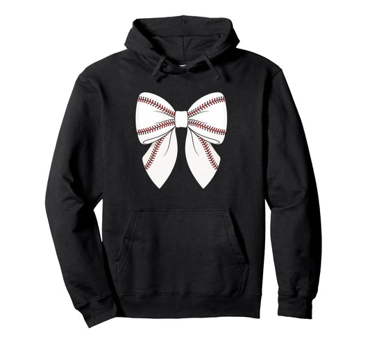 Baseball Coquette Bow Hoodie - Trendy Graphic Unisex - T-Shirt, Sweatshirt, Hoodie