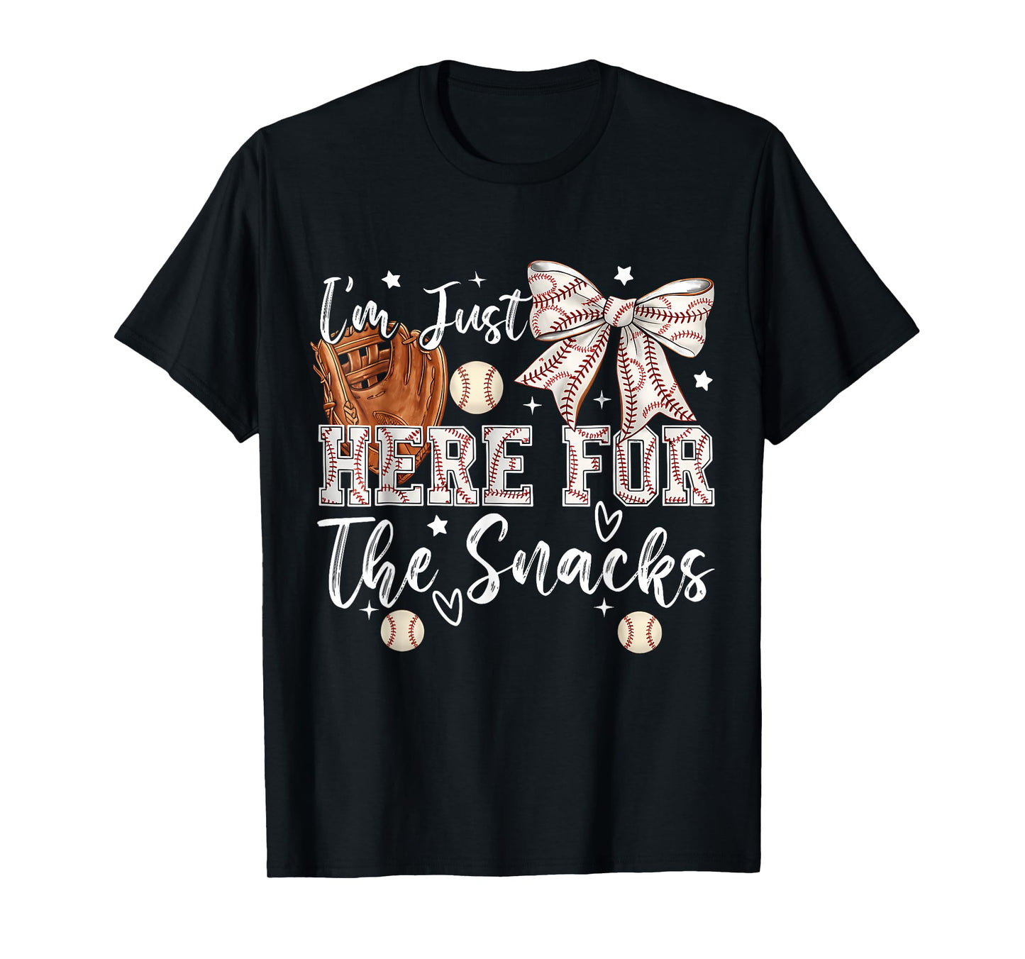 Im Just Here Snacks Baseball Coquette T-Shirt - Custom Art Print Unisex - T-Shirt, Sweatshirt, Hoodie