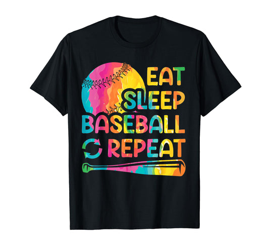 Baseball Jersey Tie Dye Eat Sleep T-Shirt - Minimalist Print Unisex - T-Shirt, Sweatshirt, Hoodie
