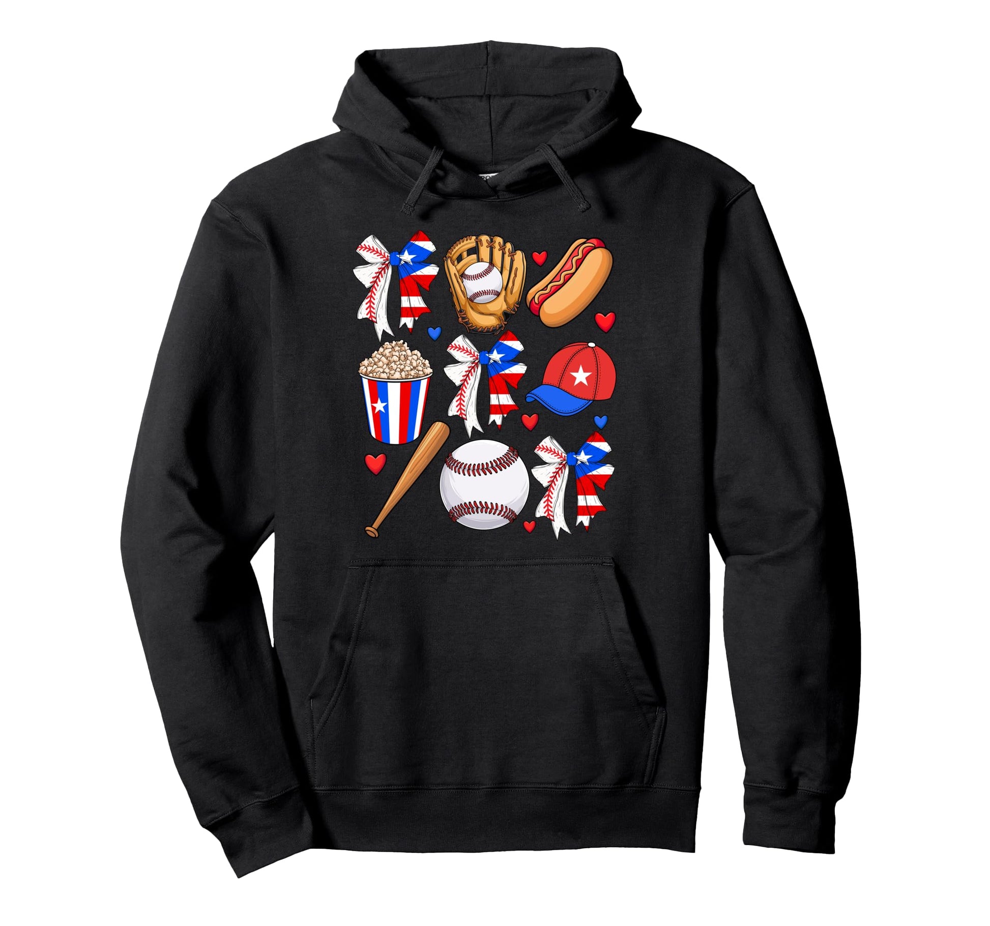 Puerto Rico Baseball Coquette Bow Hoodie - Streetwear Style for Adults - T-Shirt, Sweatshirt, Hoodie
