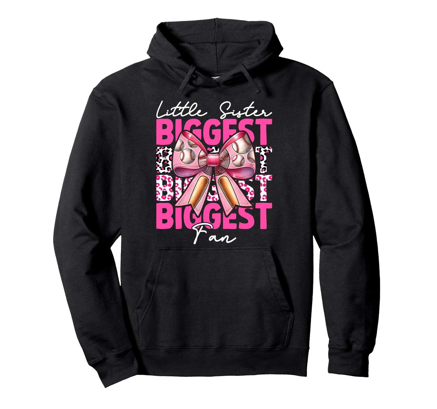 Baseball Sister Coquette Bow Little Hoodie - Minimalist Print Unisex - T-Shirt, Sweatshirt, Hoodie