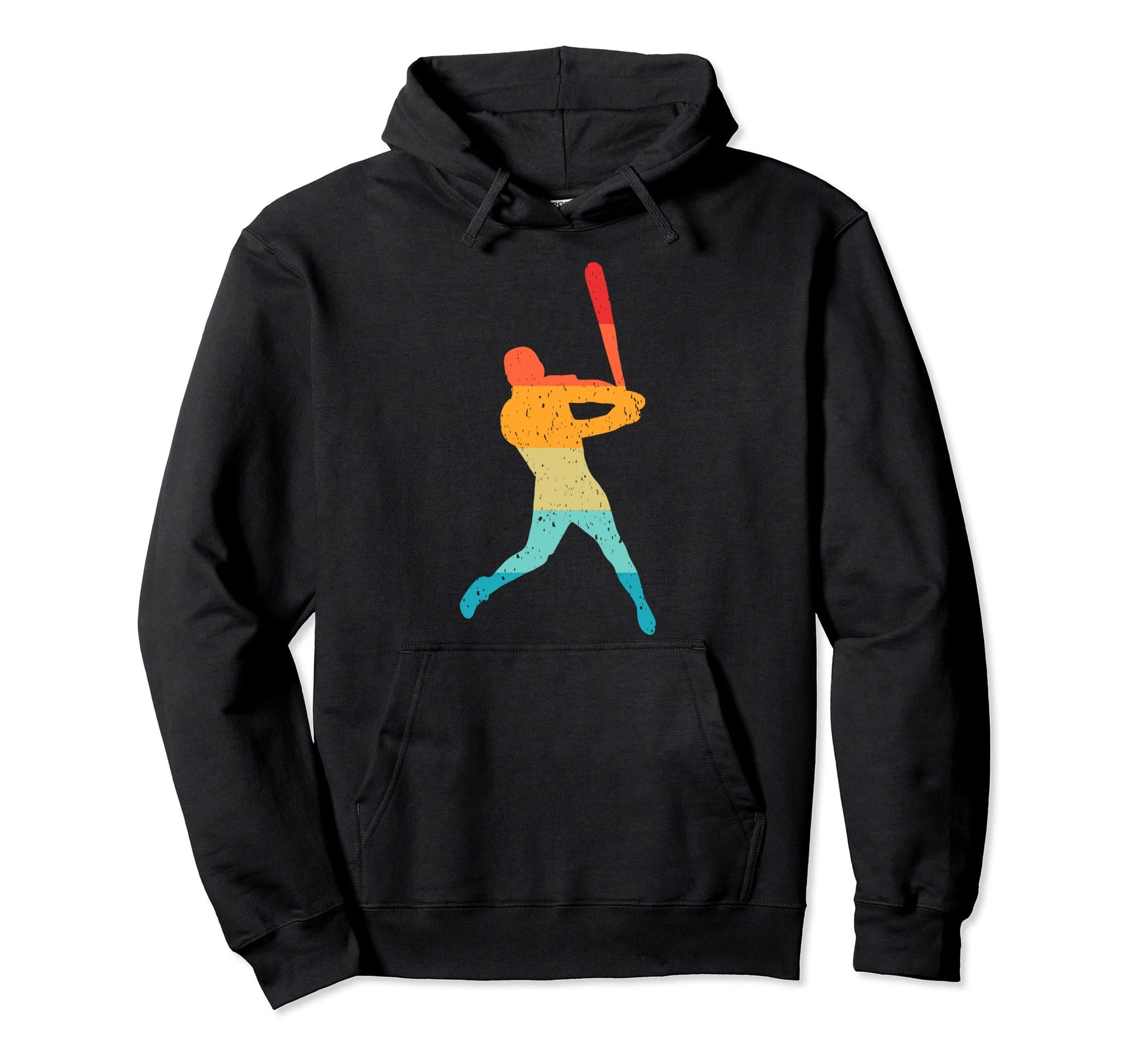 Baseball Player Silhouette Distressed Hoodie - Trendy Graphic for Adults - T-Shirt, Sweatshirt, Hoodie