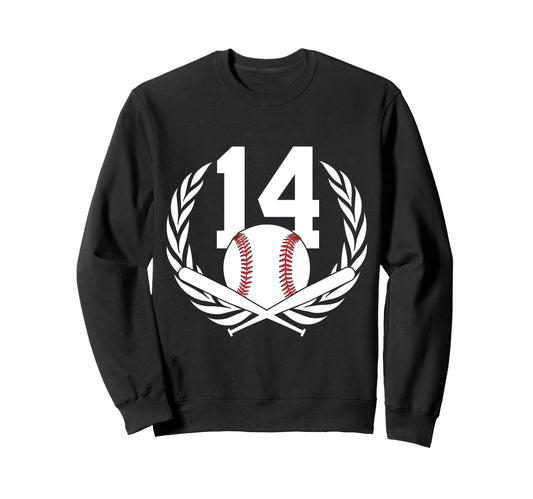 14 Years Number 14 Baseball 14Th Sweatshirt - Streetwear Style for Adults - T-Shirt, Sweatshirt, Hoodie