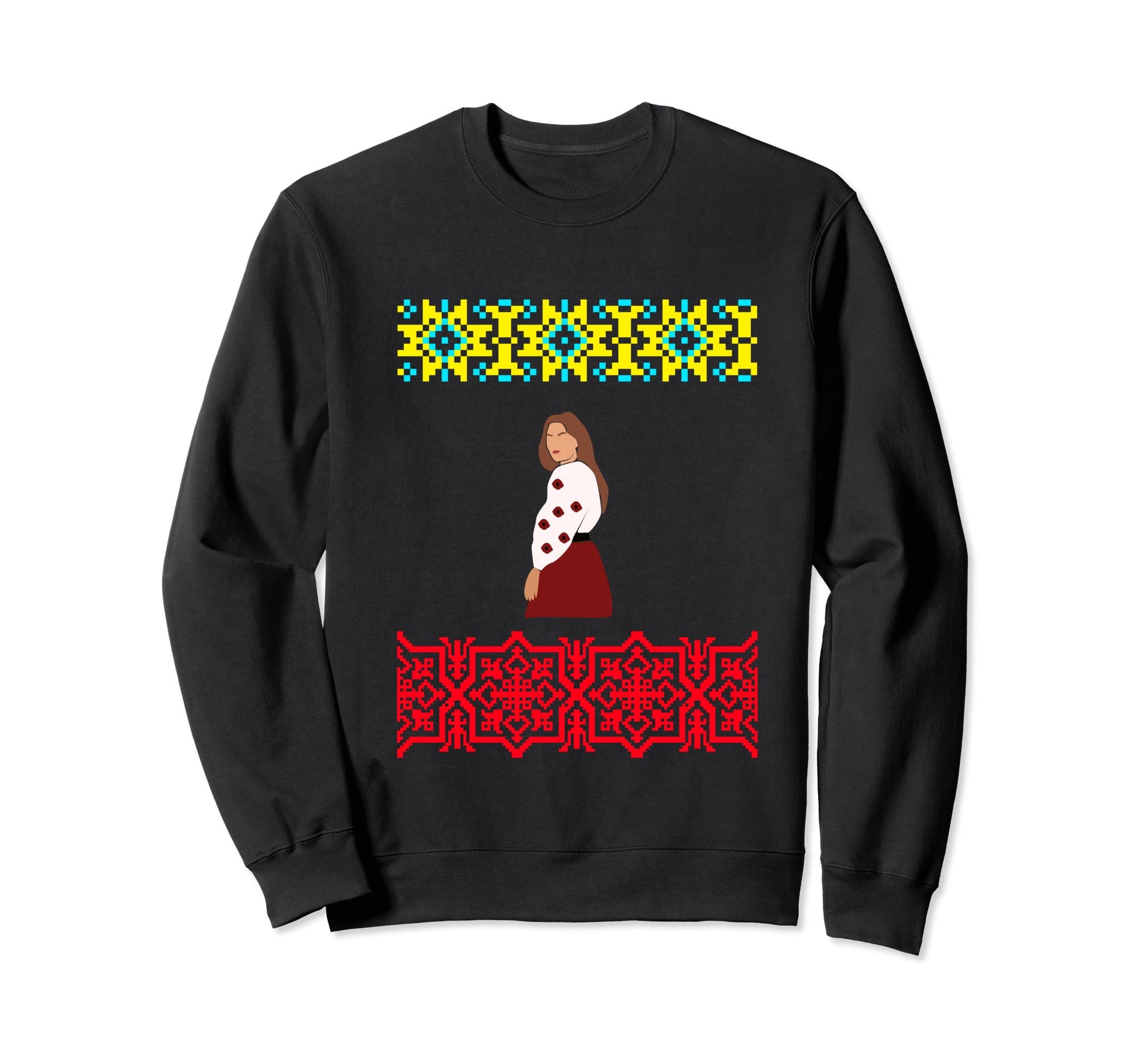 Ukrainian Wyschywanka Blue Yellow Sweatshirt - Streetwear Style for Adults - T-Shirt, Sweatshirt, Hoodie