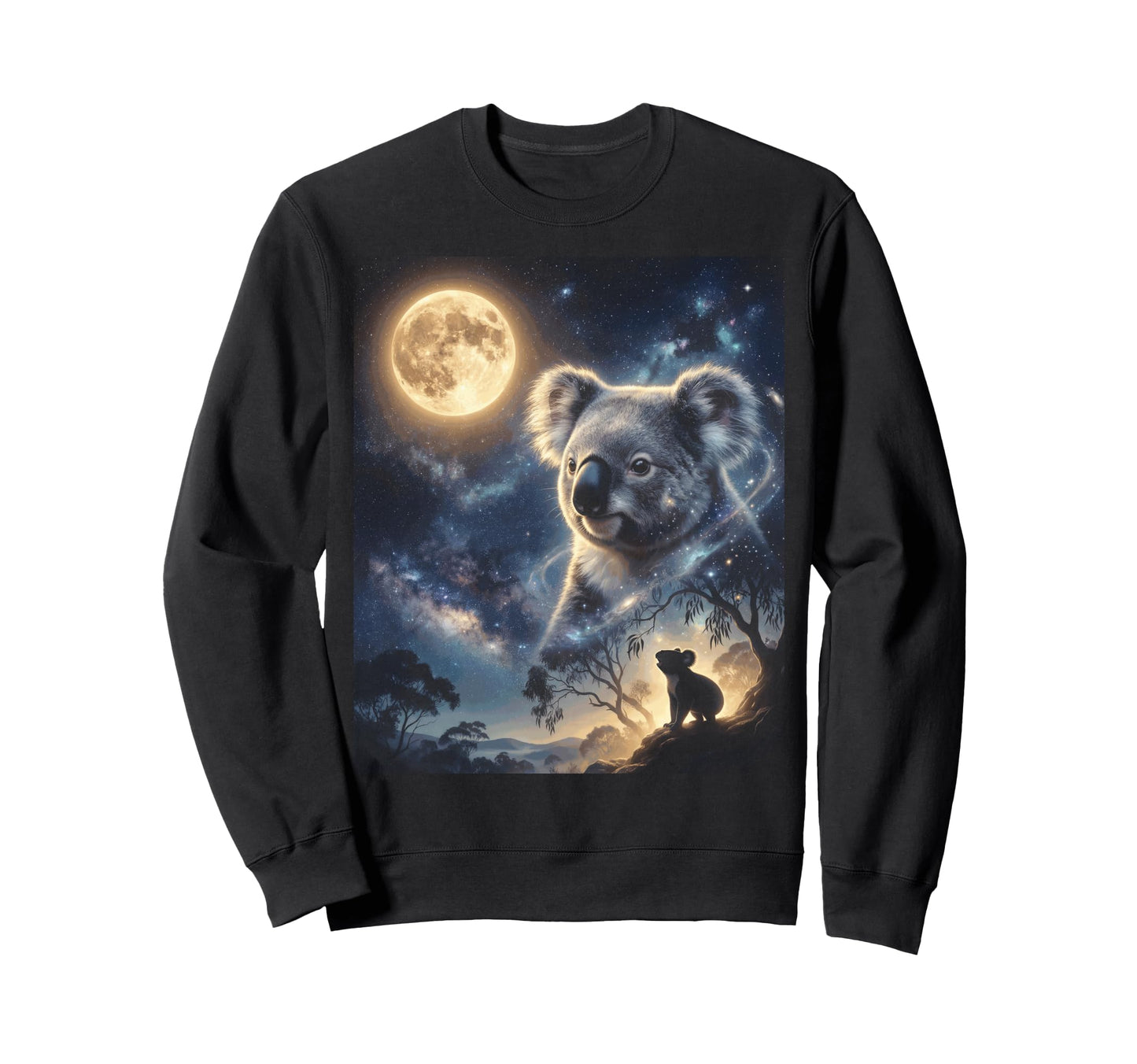 Howling Koala Full Moon Starry Sweatshirt - Fun Novelty Design Unisex - T-Shirt, Sweatshirt, Hoodie