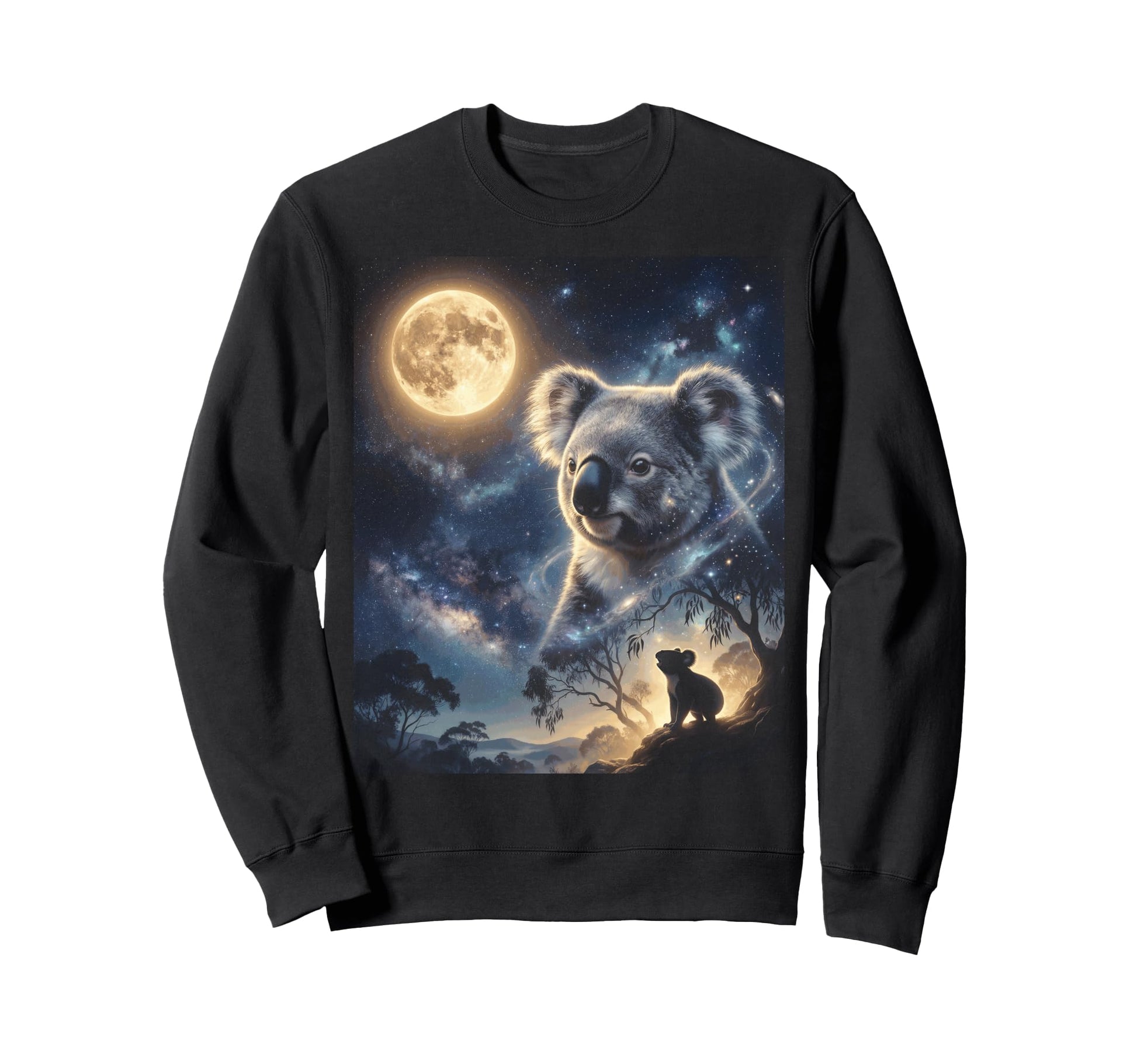 Howling Koala Full Moon Starry Sweatshirt - Fun Novelty Design Unisex - T-Shirt, Sweatshirt, Hoodie