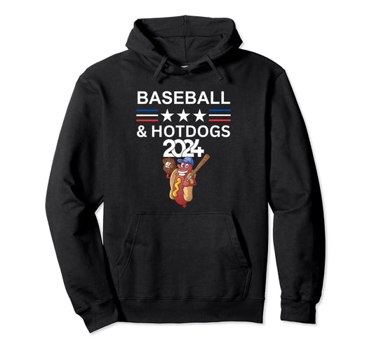 Baseball And Hotdogs 2024 Funny Election Hoodie - Streetwear Style Unisex - T-Shirt, Sweatshirt, Hoodie
