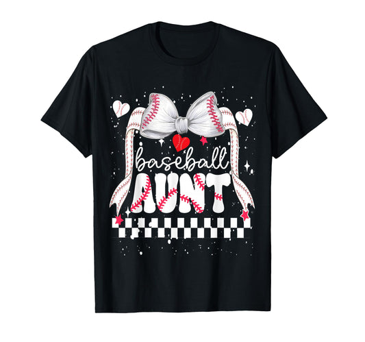 Baseball Aunt Bow Heart Auntie Pride T-Shirt - Streetwear Style Unisex - T-Shirt, Sweatshirt, Hoodie
