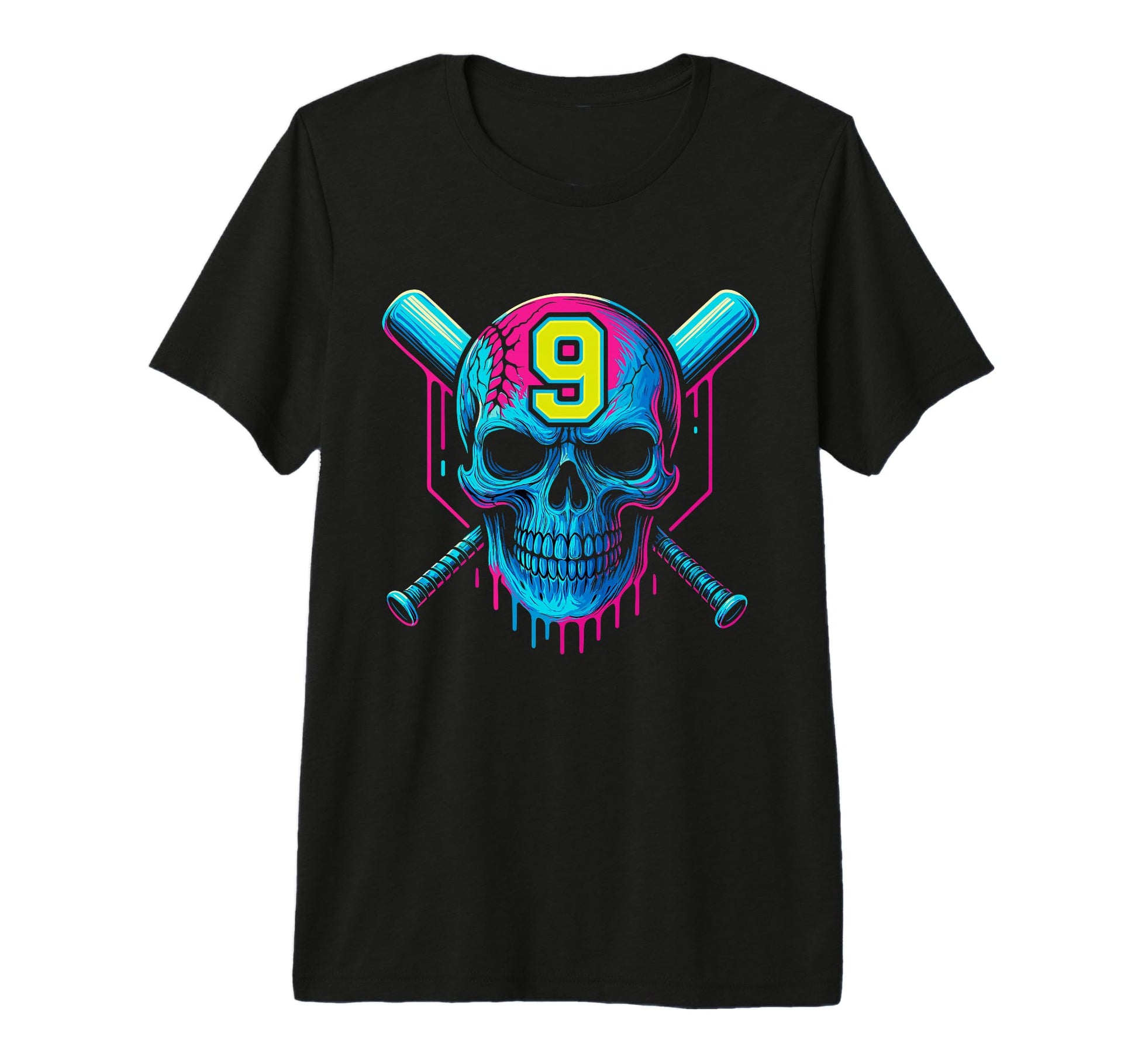 Baseball Skull Drip 9Th Birthday 9 T-Shirt - Novelty Apparel Men Women - T-Shirt, Sweatshirt, Hoodie