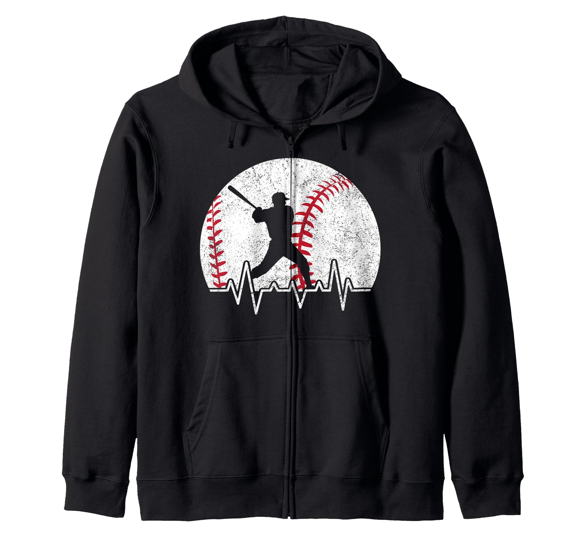 Baseball Pulse Heartbeat Bat Swing T-Shirt - Casual Everyday Wear Unisex - T-Shirt, Sweatshirt, Hoodie