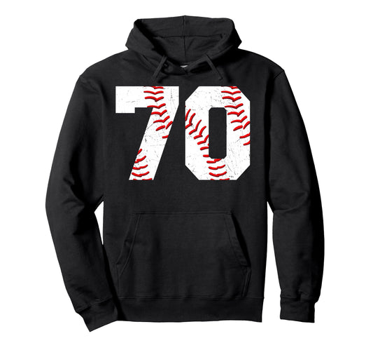 70 Birthday Baseball Theme Bday Party Hoodie - Minimalist Print Unisex - T-Shirt, Sweatshirt, Hoodie