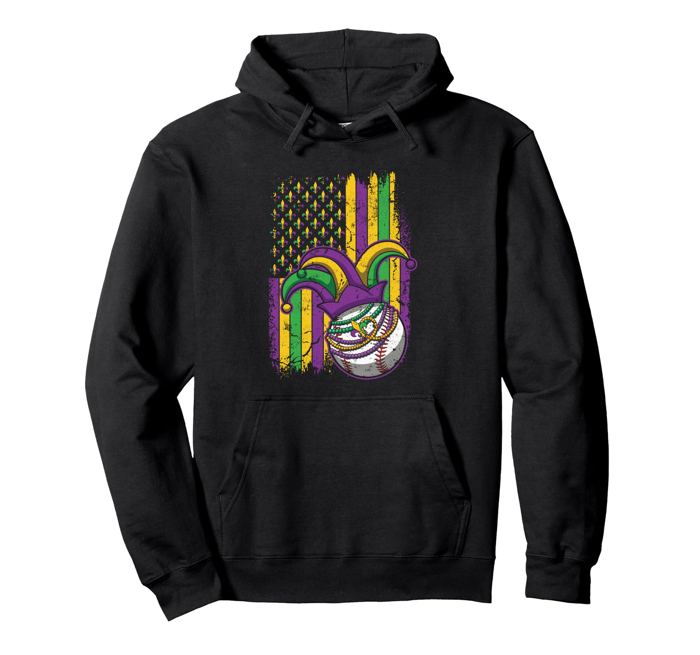 American Flag Baseball Beads Mardi Hoodie - Minimalist Print Unisex - T-Shirt, Sweatshirt, Hoodie