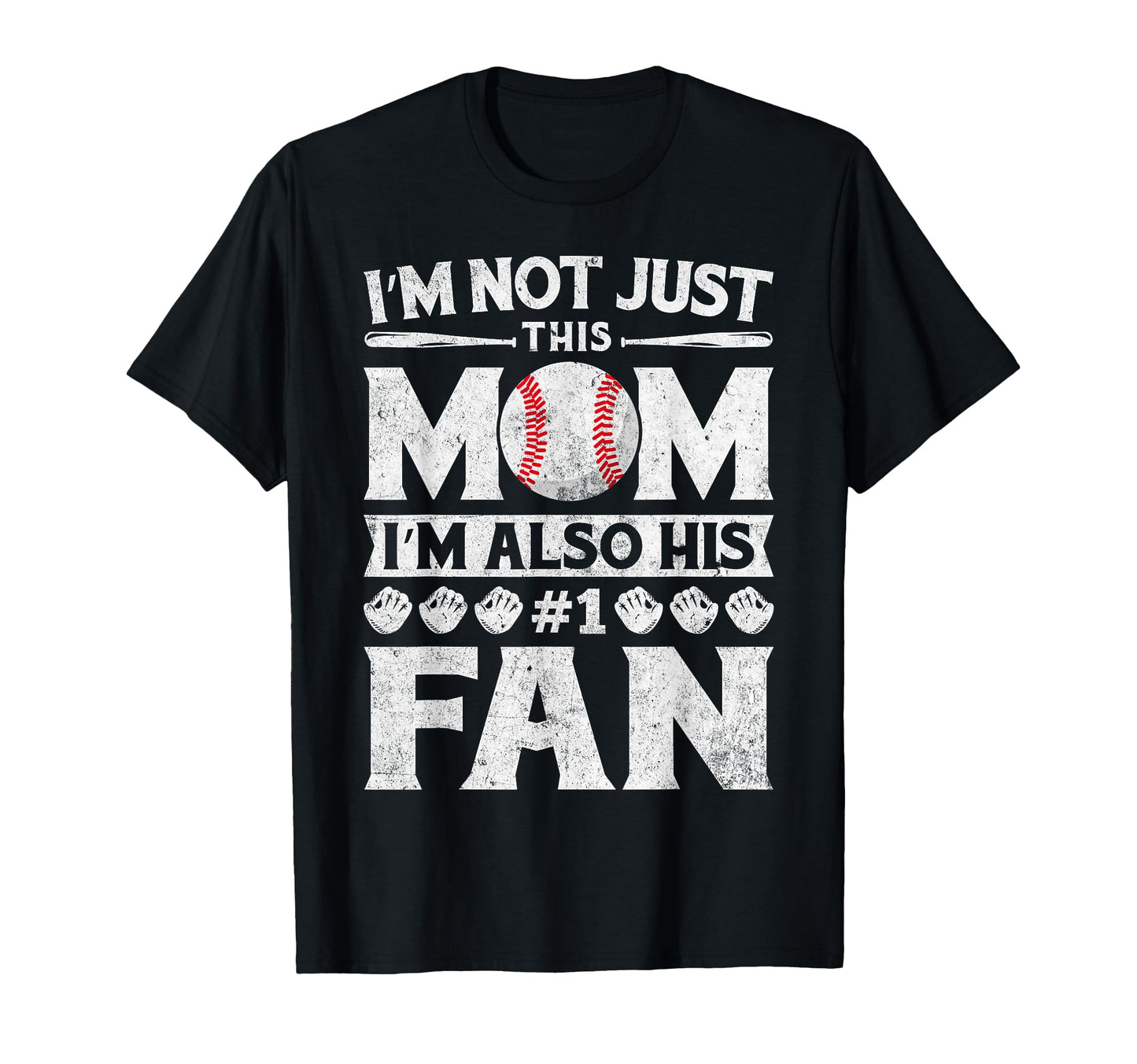 Baseball Fan Mom His Fan Distressed T-Shirt - Aesthetic Graphic for Adults - T-Shirt, Sweatshirt, Hoodie