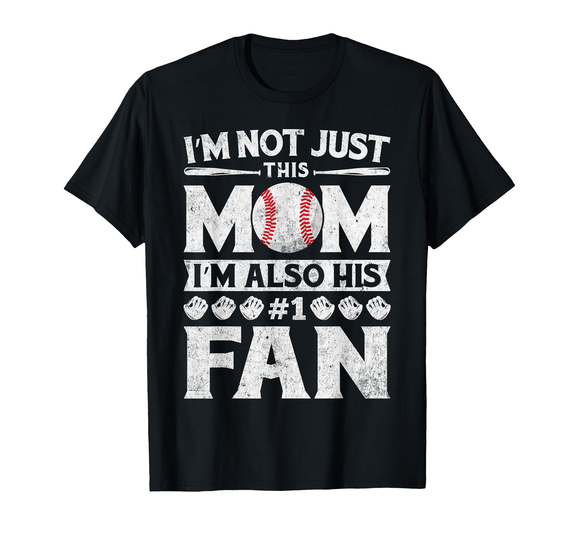 Baseball Fan Mom His Fan Distressed T-Shirt - Aesthetic Graphic for Adults - T-Shirt, Sweatshirt, Hoodie
