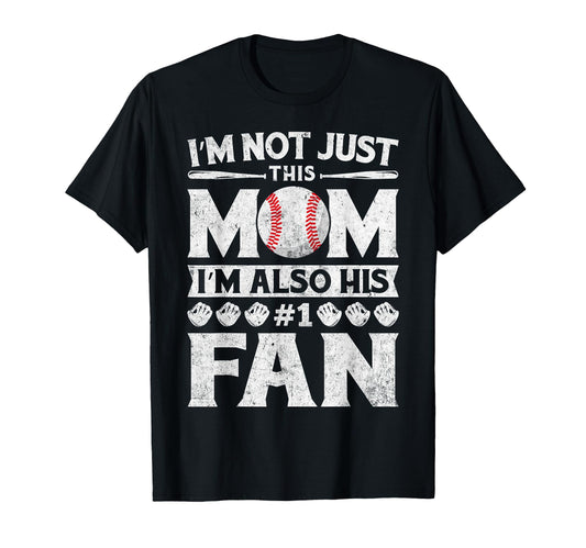 Baseball Fan Mom His Fan Distressed T-Shirt - Aesthetic Graphic for Adults - T-Shirt, Sweatshirt, Hoodie