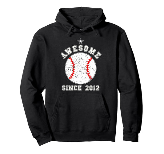 Awesome Since 2012 14 Year Old Baseball Hoodie - Trendy Graphic Men Women - T-Shirt, Sweatshirt, Hoodie