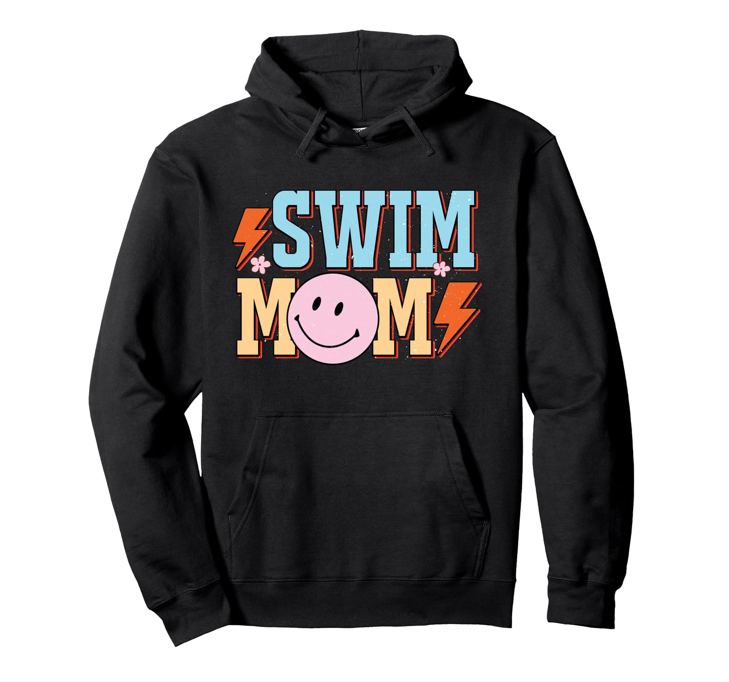 Swim Mom Happy Face Hoodie - Novelty Apparel for Adults - T-Shirt, Sweatshirt, Hoodie