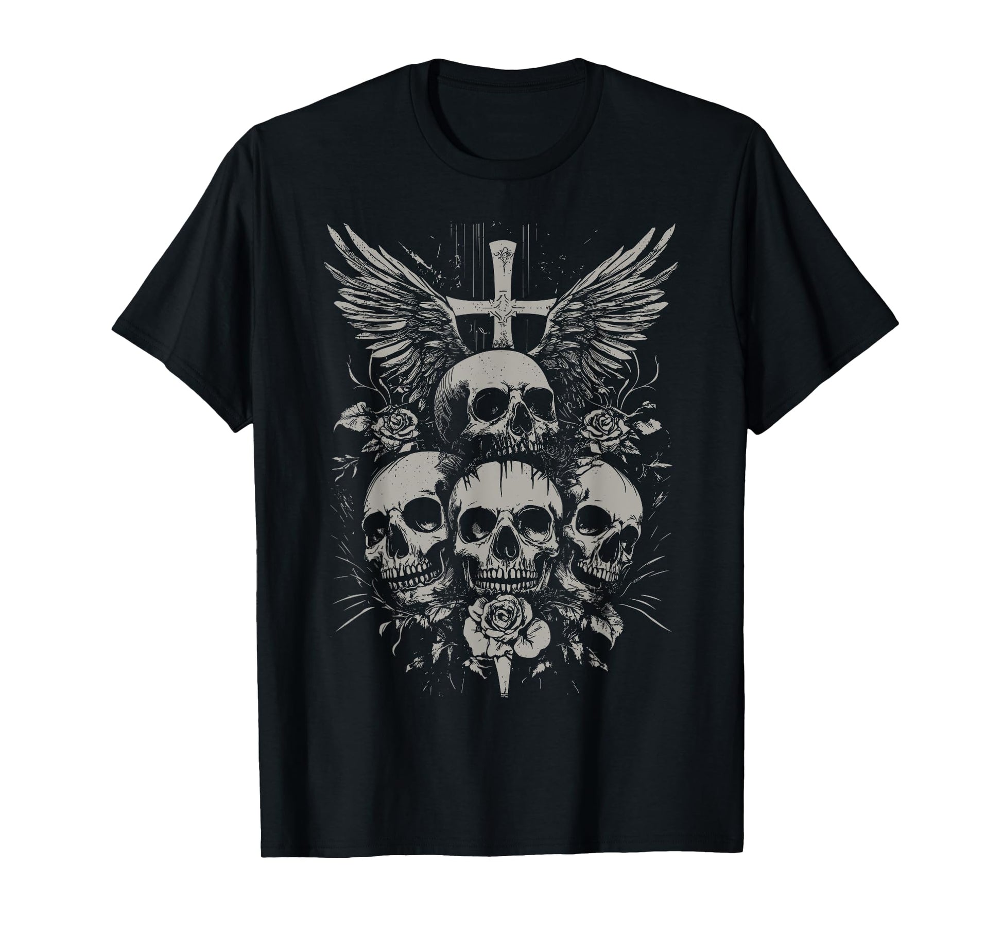 Skull Cross Y2K Grunge Aesthetic T-Shirt - Casual Everyday Wear Men Women - T-Shirt, Sweatshirt, Hoodie