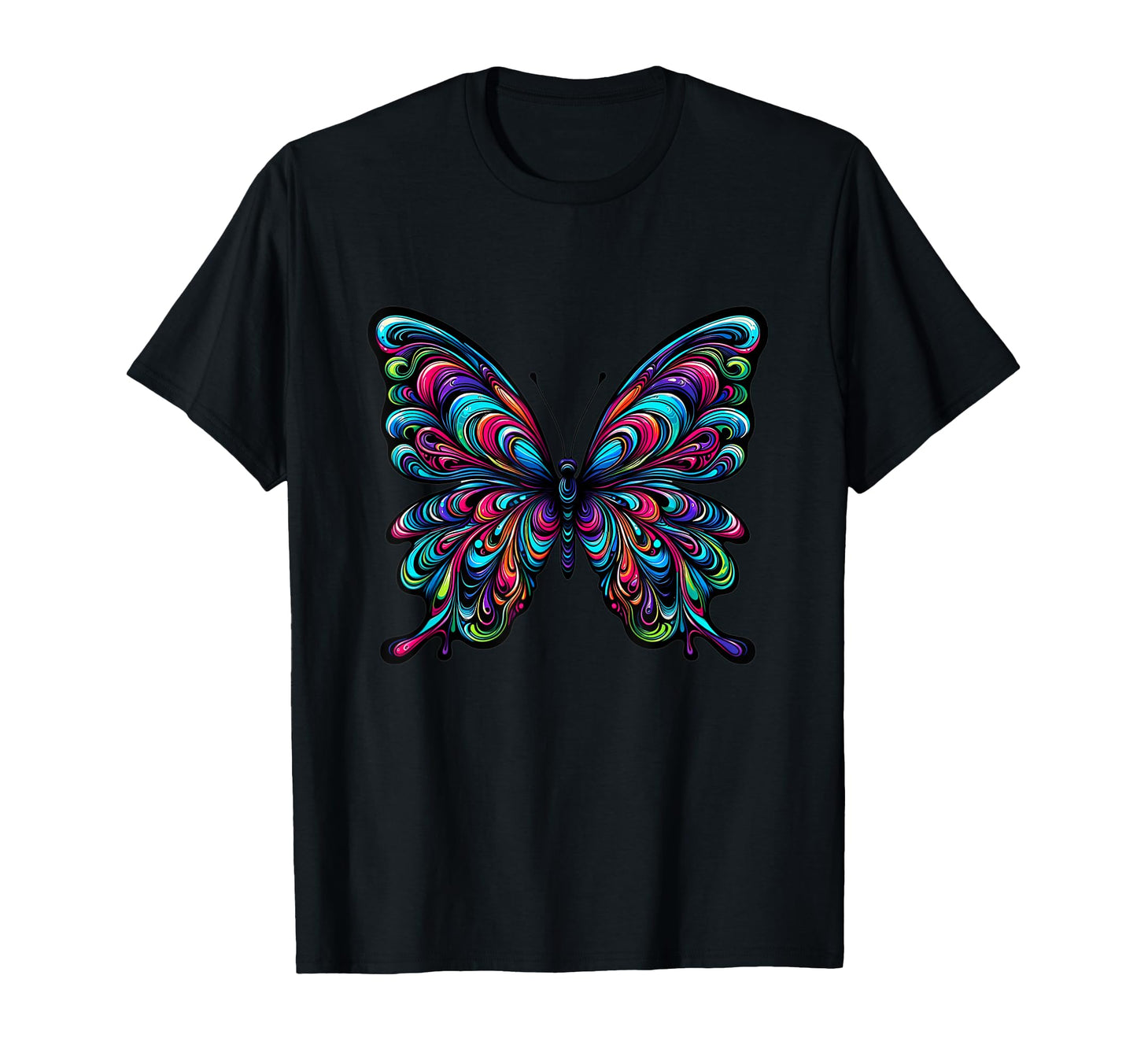 Psychedelic Butterfly Vibrant Color T-Shirt - Casual Everyday Wear Unisex - T-Shirt, Sweatshirt, Hoodie