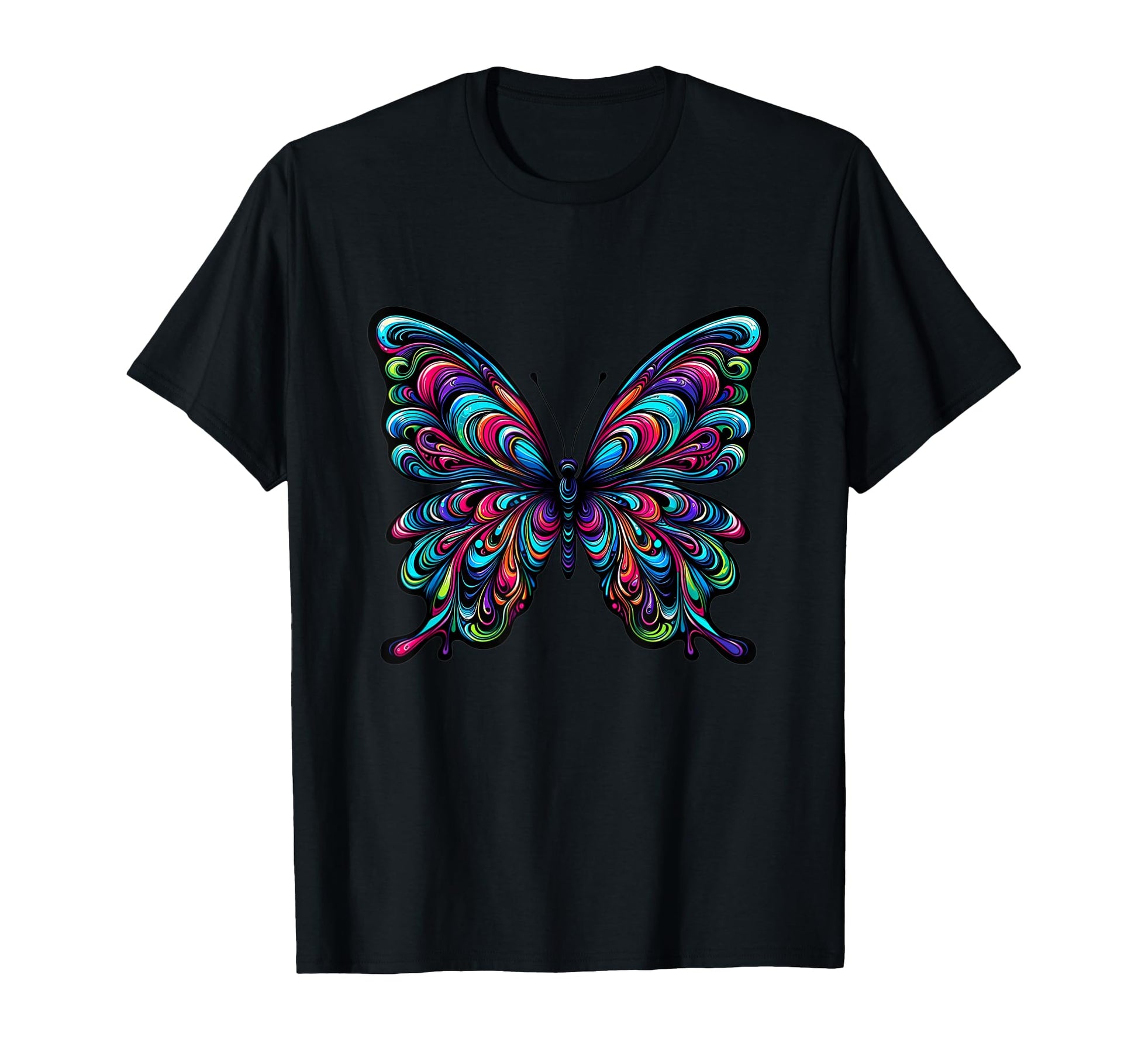 Psychedelic Butterfly Vibrant Color T-Shirt - Casual Everyday Wear Unisex - T-Shirt, Sweatshirt, Hoodie