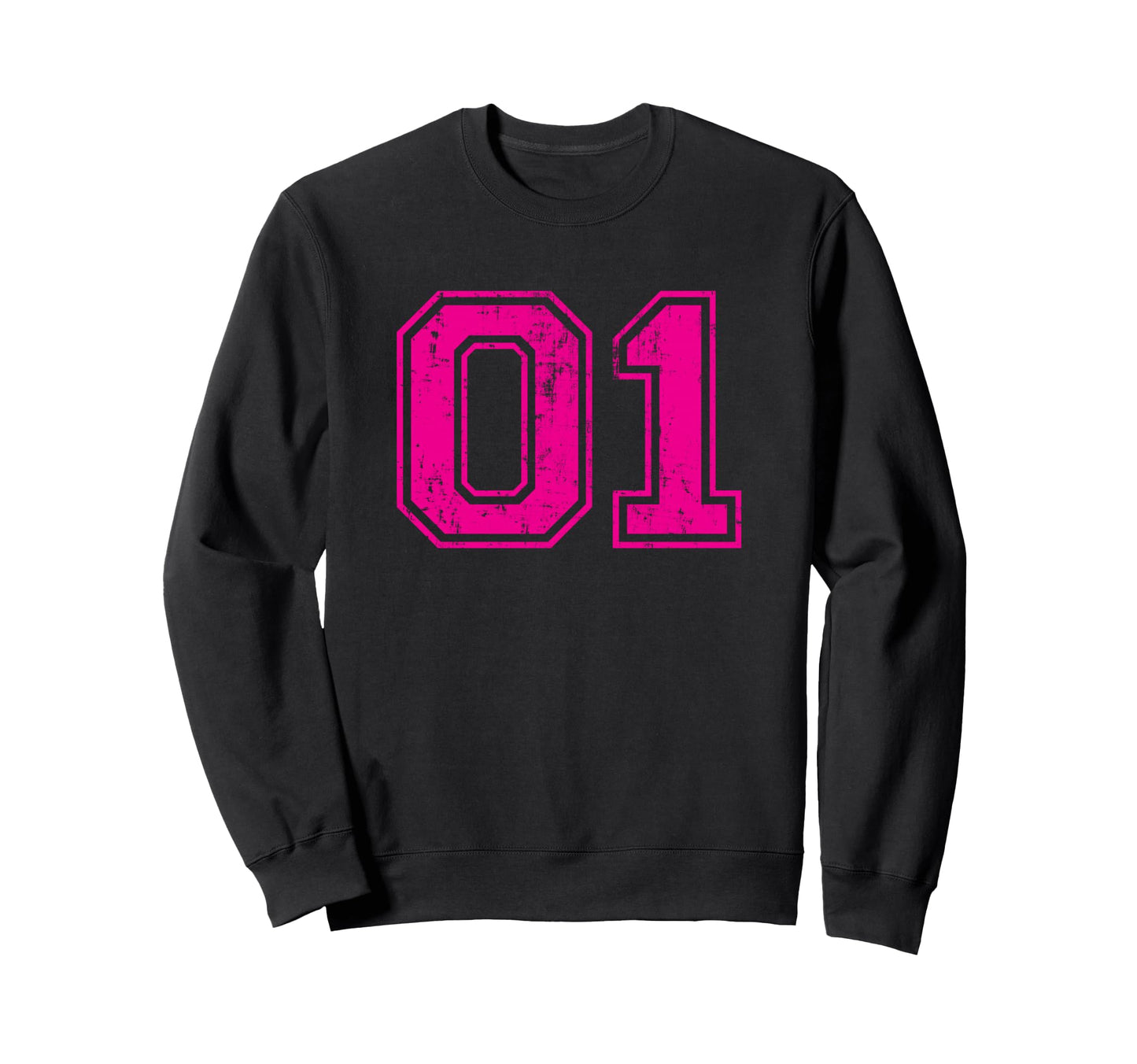 Number 01 Varsity Distressed Sport Sweatshirt - Graphic Print for Adults - T-Shirt, Sweatshirt, Hoodie