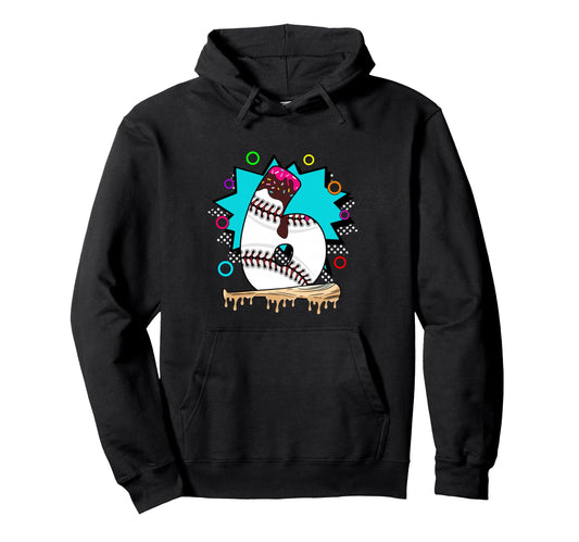 6Th Birthday Baseball Theme Hoodie - Trendy Graphic Men Women - T-Shirt, Sweatshirt, Hoodie