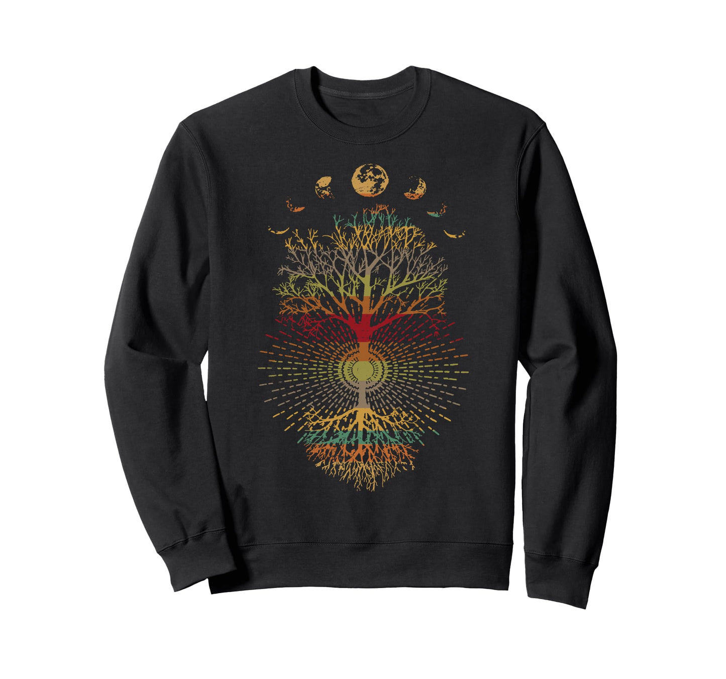 Phases Moon 60S 70S Vibe Tree Life Sweatshirt - Custom Art Print for Adults - T-Shirt, Sweatshirt, Hoodie