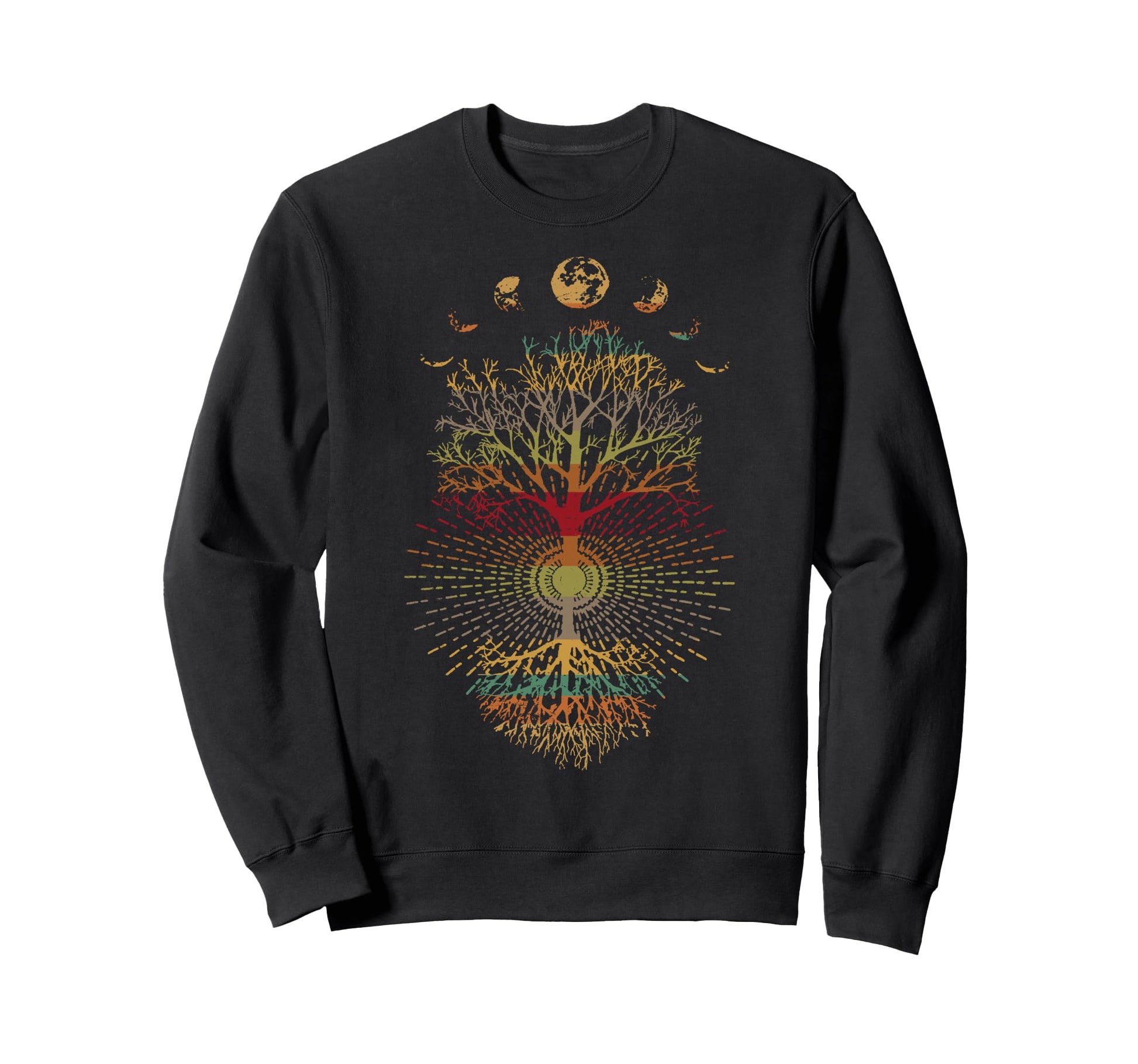 Phases Moon 60S 70S Vibe Tree Life Sweatshirt - Custom Art Print for Adults - T-Shirt, Sweatshirt, Hoodie