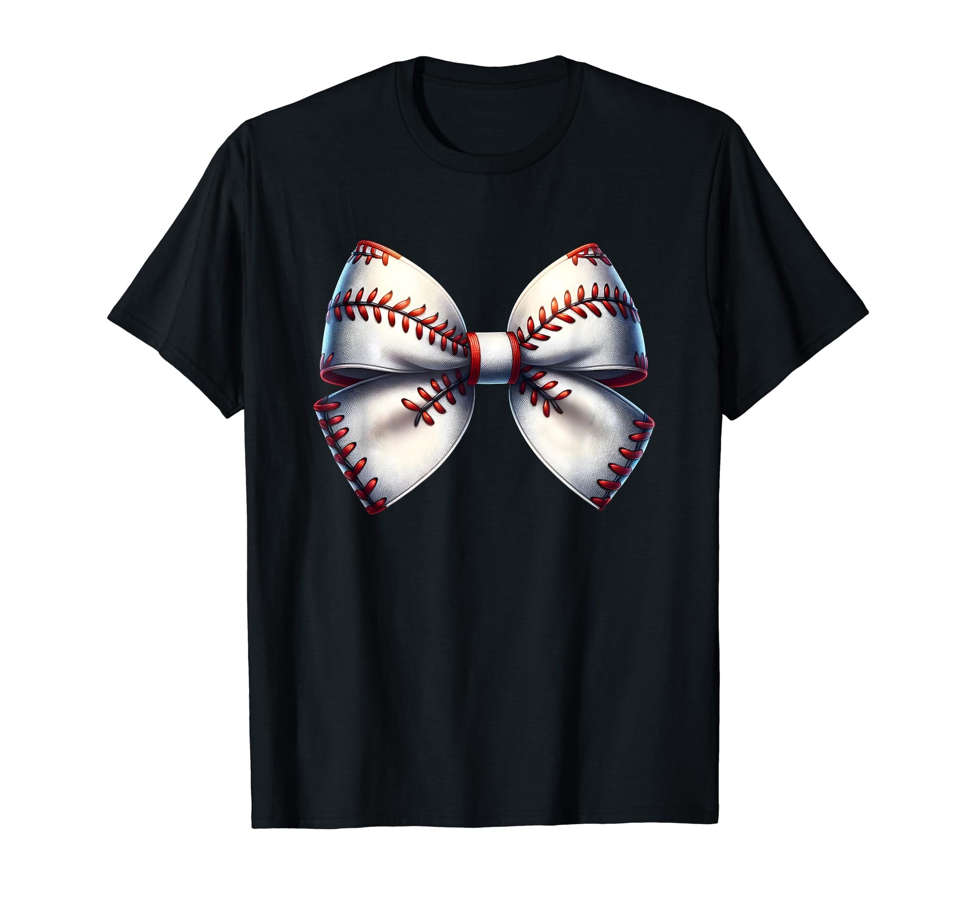 Baseball Bow Baseball Mom Mothers T-Shirt - Fun Novelty Design for Adults - T-Shirt, Sweatshirt, Hoodie