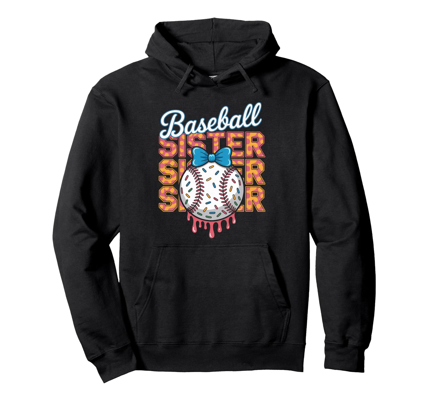 Baseball Sister Coquette Bow Biggest Fan Hoodie - Unique Graphic Men Women - T-Shirt, Sweatshirt, Hoodie