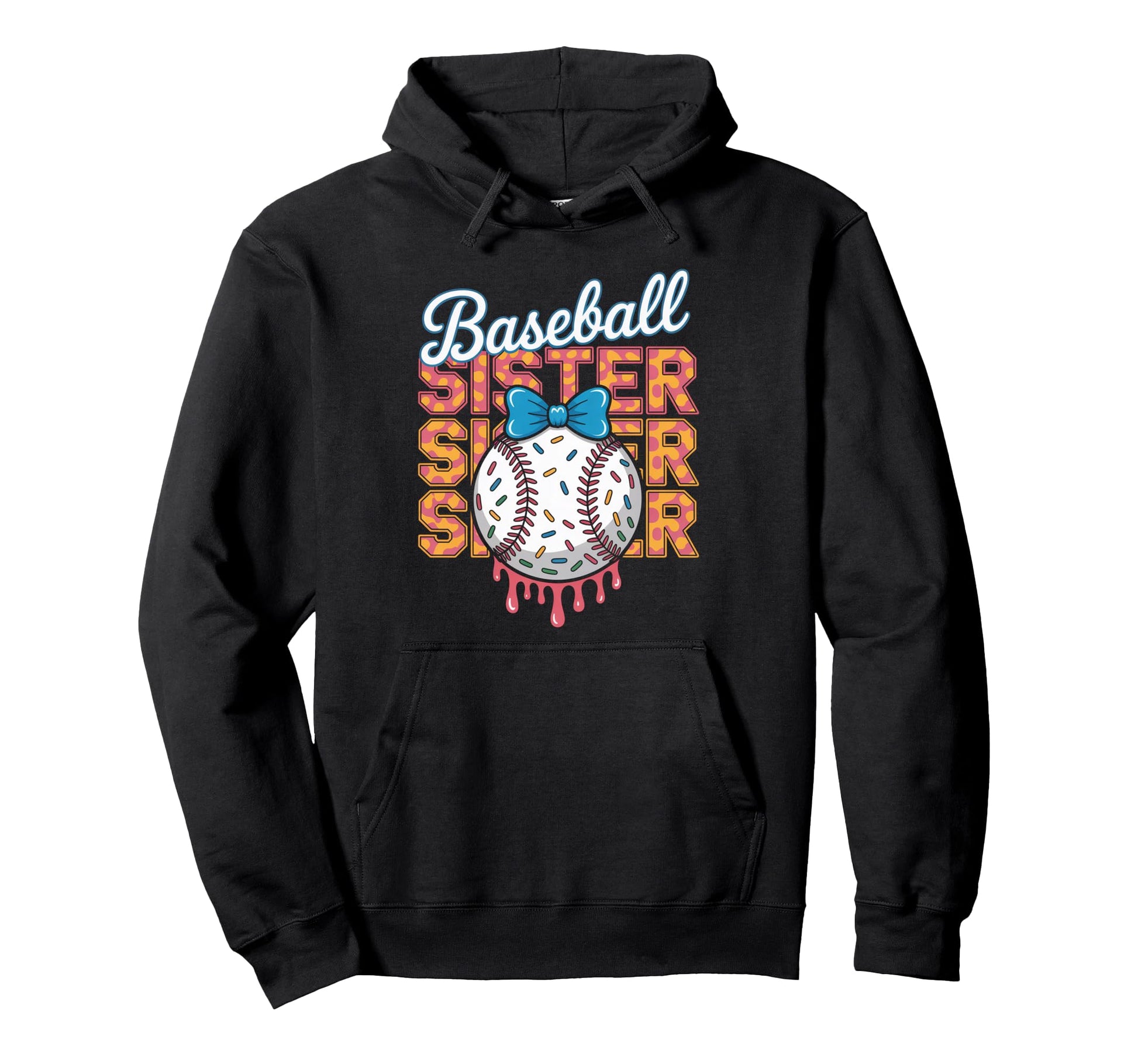 Baseball Sister Coquette Bow Biggest Fan Hoodie - Unique Graphic Men Women - T-Shirt, Sweatshirt, Hoodie