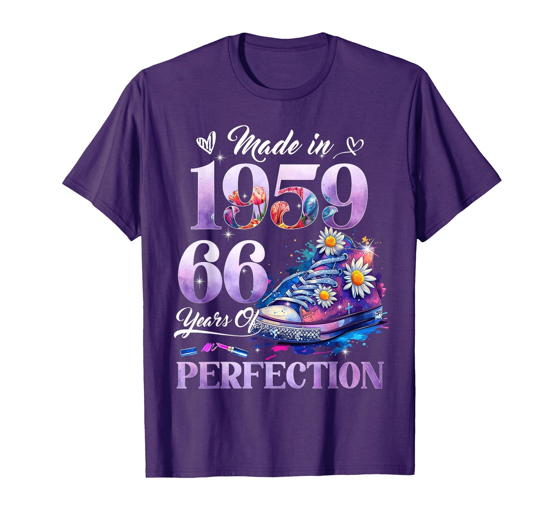 Womens 66Th Birthday Floral Made 1959 T-Shirt - Minimalist Print Unisex - T-Shirt, Sweatshirt, Hoodie
