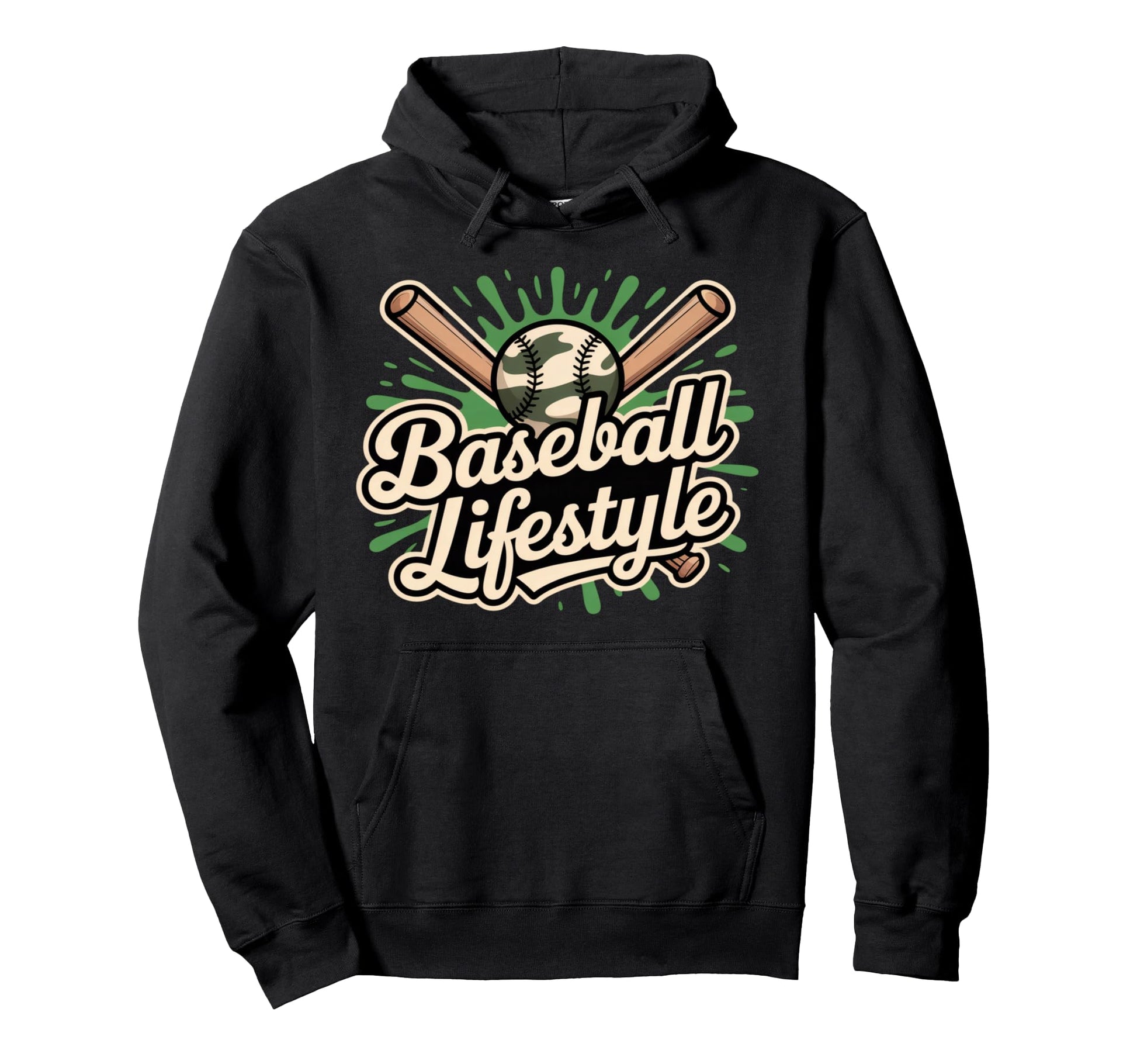 Baseball Lifestyle Crossed Bats Hoodie - Casual Everyday Wear Men Women - T-Shirt, Sweatshirt, Hoodie