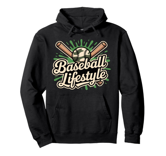 Baseball Lifestyle Crossed Bats Hoodie - Casual Everyday Wear Men Women - T-Shirt, Sweatshirt, Hoodie