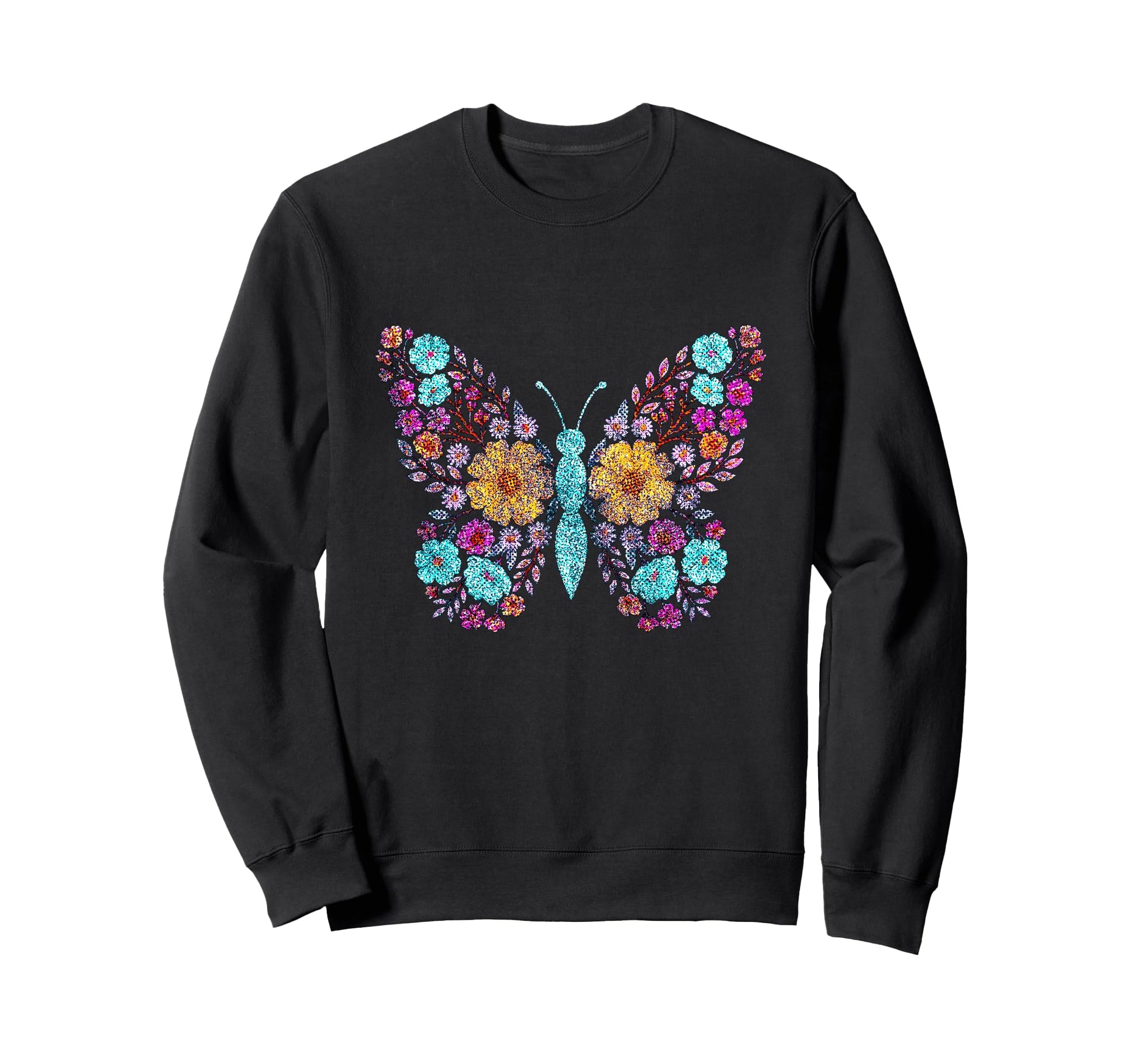 Floral Butterfly Flowers Botany Nature Sweatshirt - Custom Art Print Unisex - T-Shirt, Sweatshirt, Hoodie