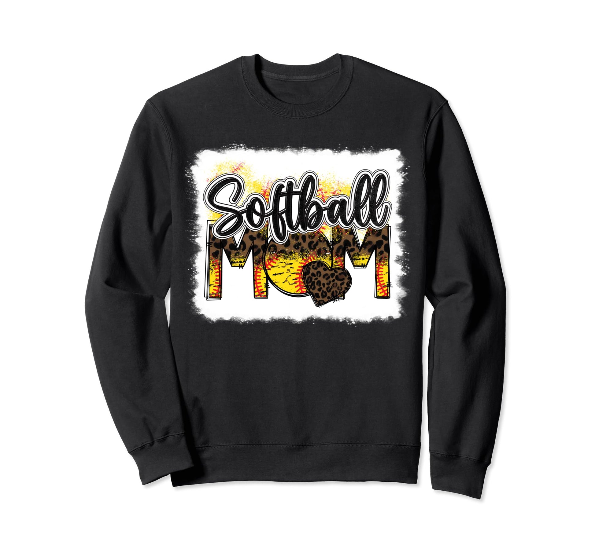 Bleached Softball Mom Leopard Funny Sweatshirt - Graphic Print Men Women - T-Shirt, Sweatshirt, Hoodie