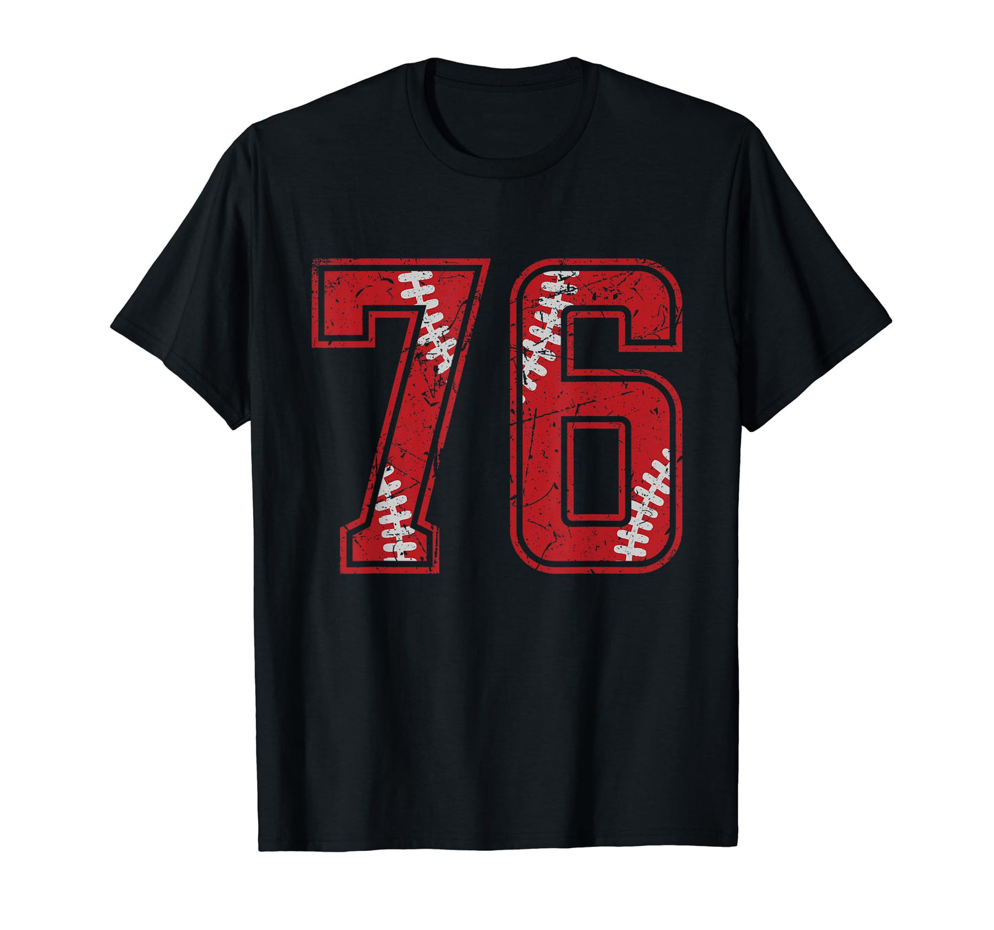 Number 76 Distressed Baseball Jersey T-Shirt - Custom Art Print for Adults - T-Shirt, Sweatshirt, Hoodie