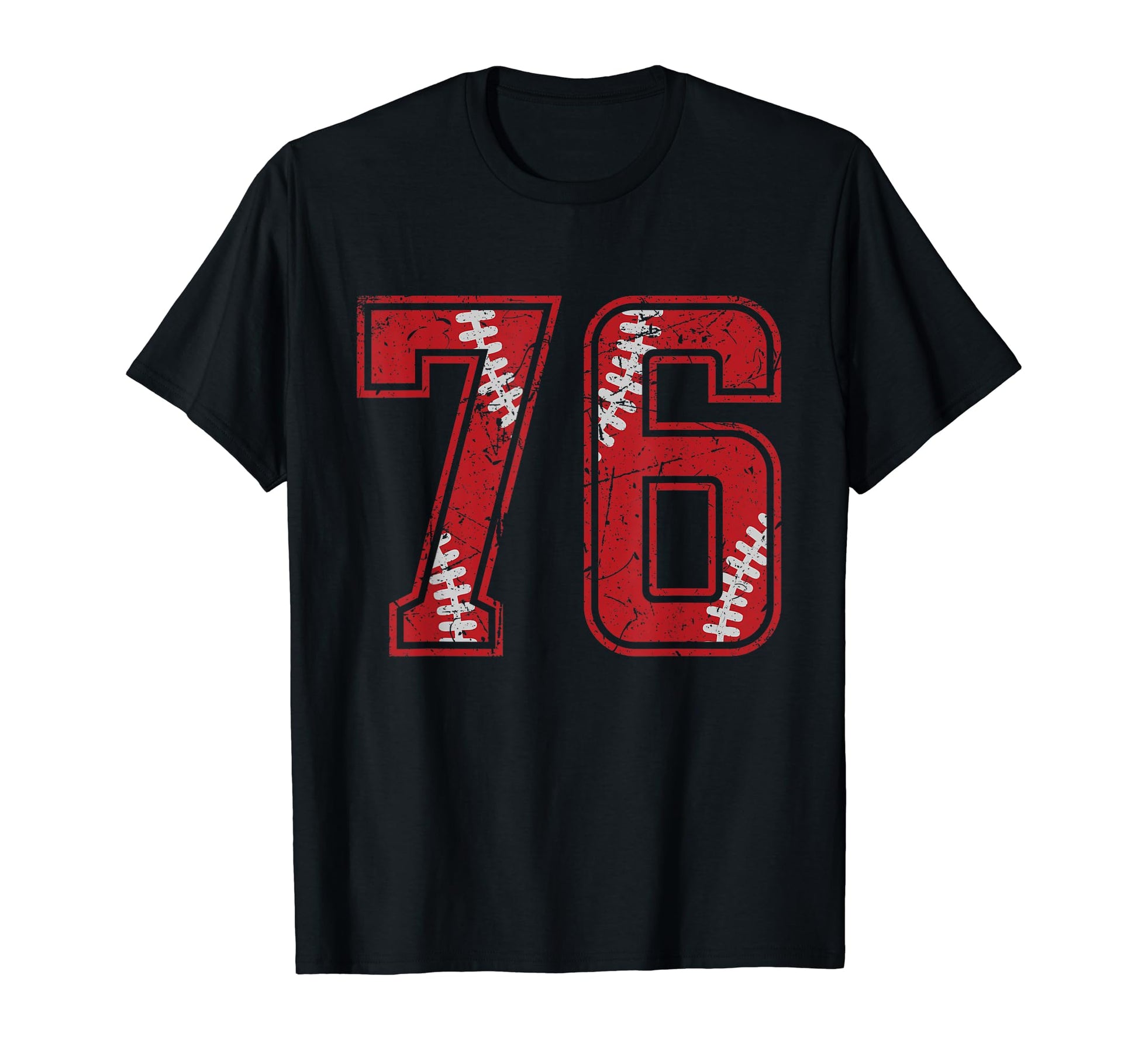 Number 76 Distressed Baseball Jersey T-Shirt - Custom Art Print for Adults - T-Shirt, Sweatshirt, Hoodie
