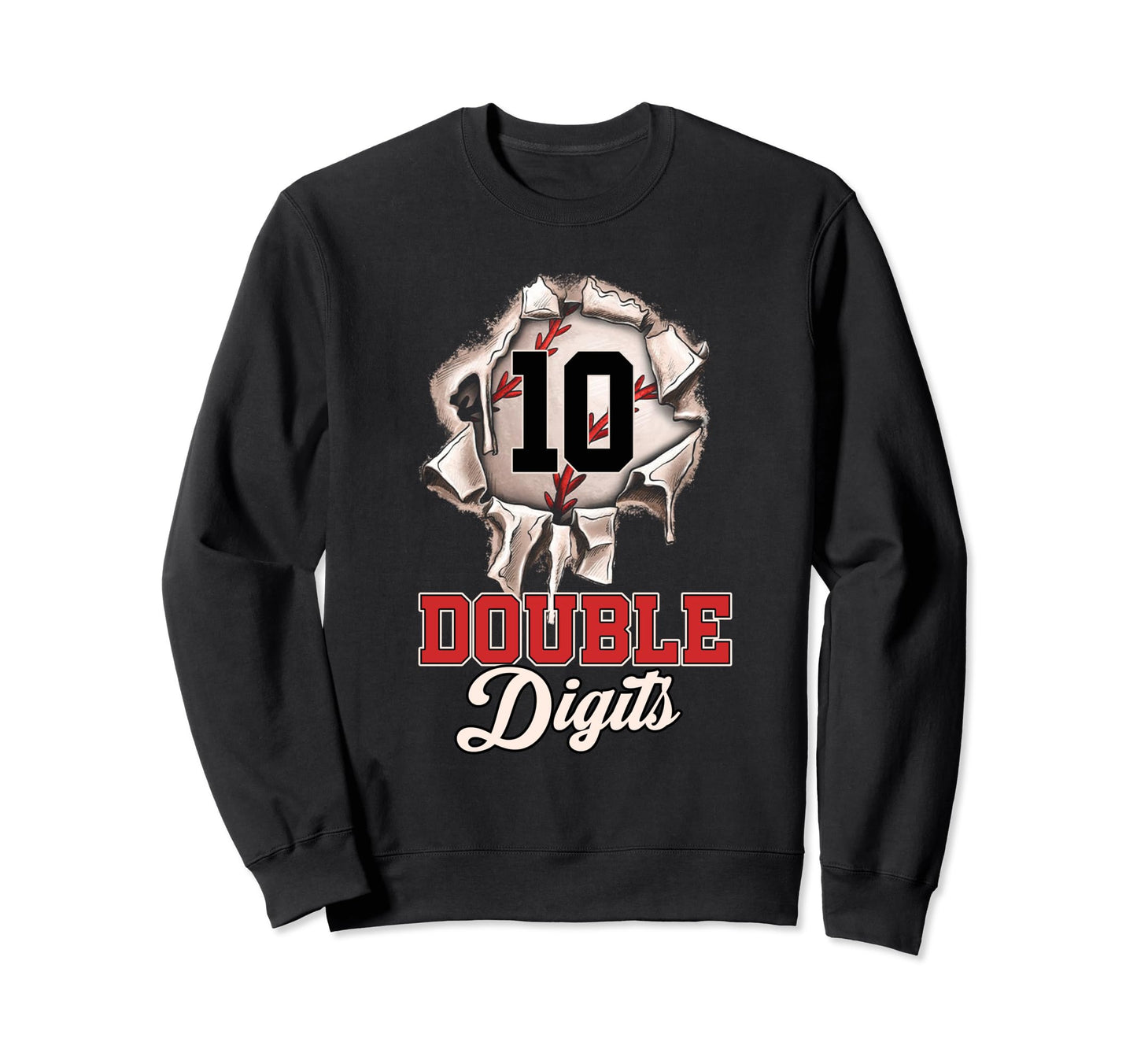Double Digits Birthday Baseball Sweatshirt - Aesthetic Graphic Unisex - T-Shirt, Sweatshirt, Hoodie