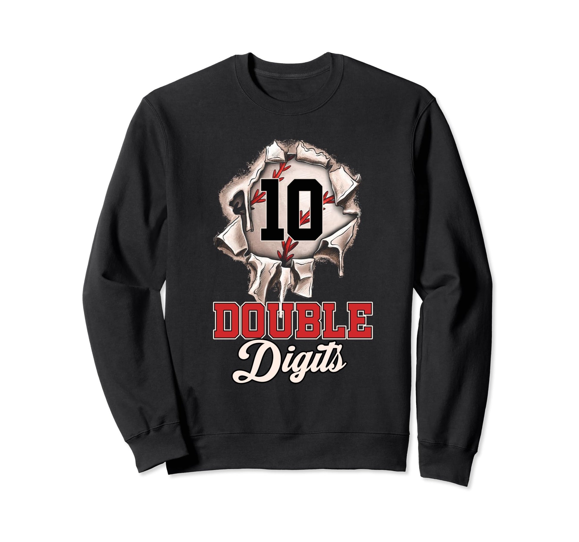 Double Digits Birthday Baseball Sweatshirt - Aesthetic Graphic Unisex - T-Shirt, Sweatshirt, Hoodie