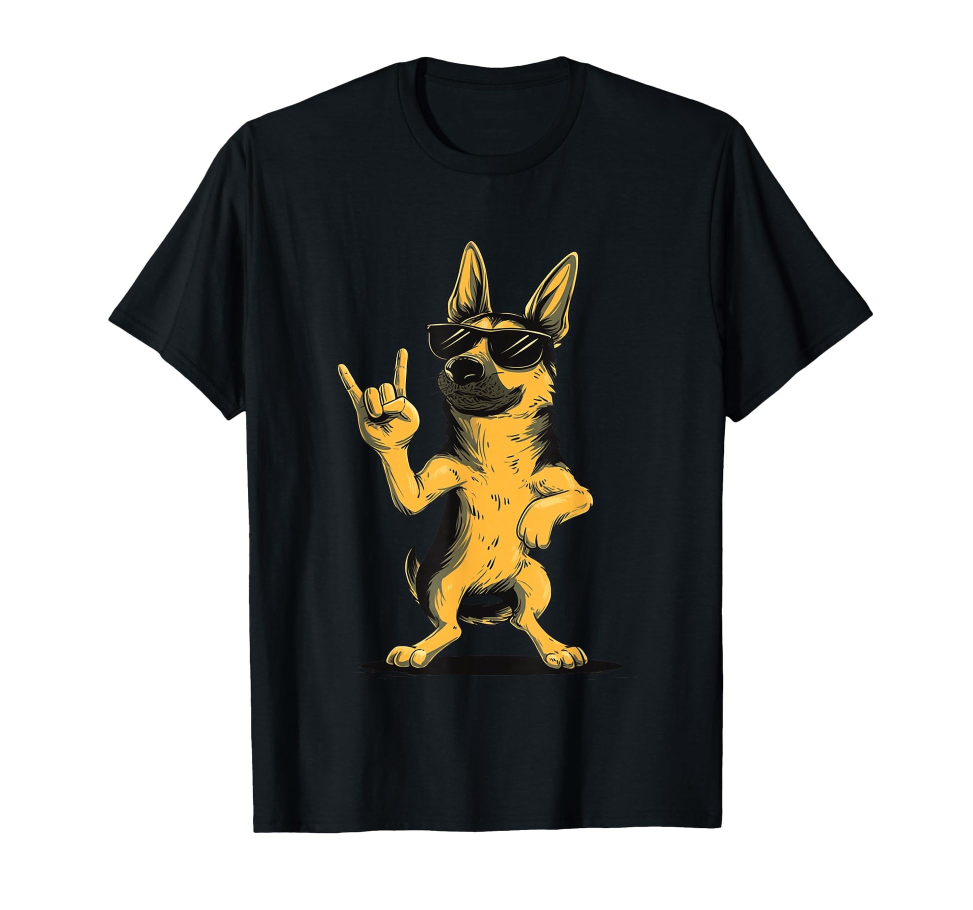 German Shepherd Rock Hand Sign Punk T-Shirt - Fun Novelty Design Men Women - T-Shirt, Sweatshirt, Hoodie