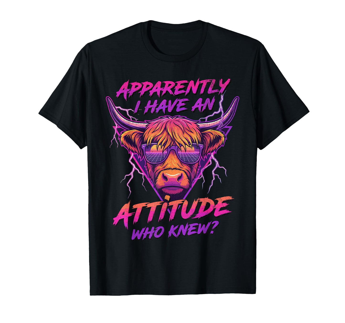 Funny Highland Cow Attitude Sassy 80S T-Shirt - Minimalist Print Men Women - T-Shirt, Sweatshirt, Hoodie