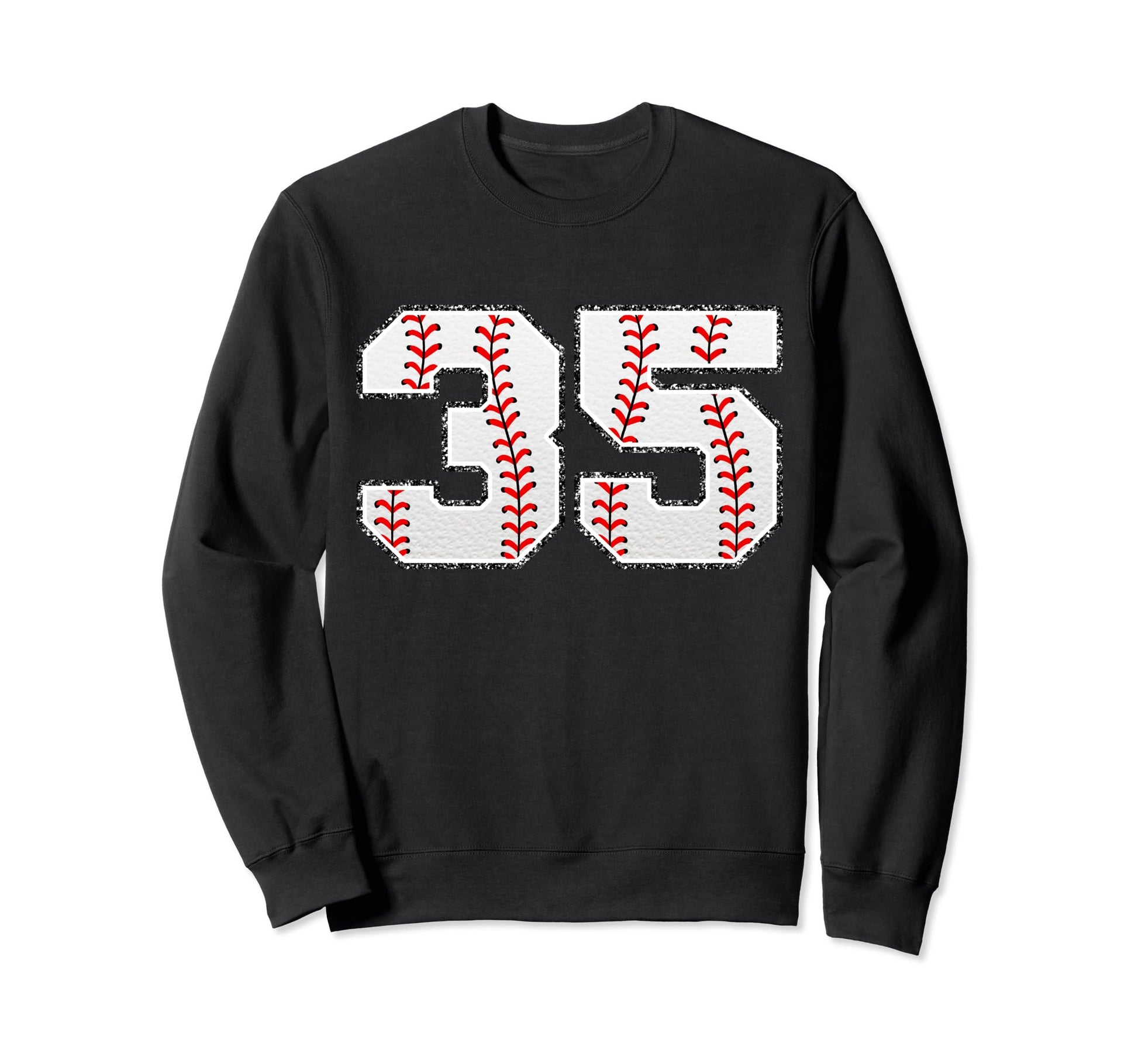 Number 35 Baseball Distressed Number Sweatshirt - Unique Graphic for Adults - T-Shirt, Sweatshirt, Hoodie
