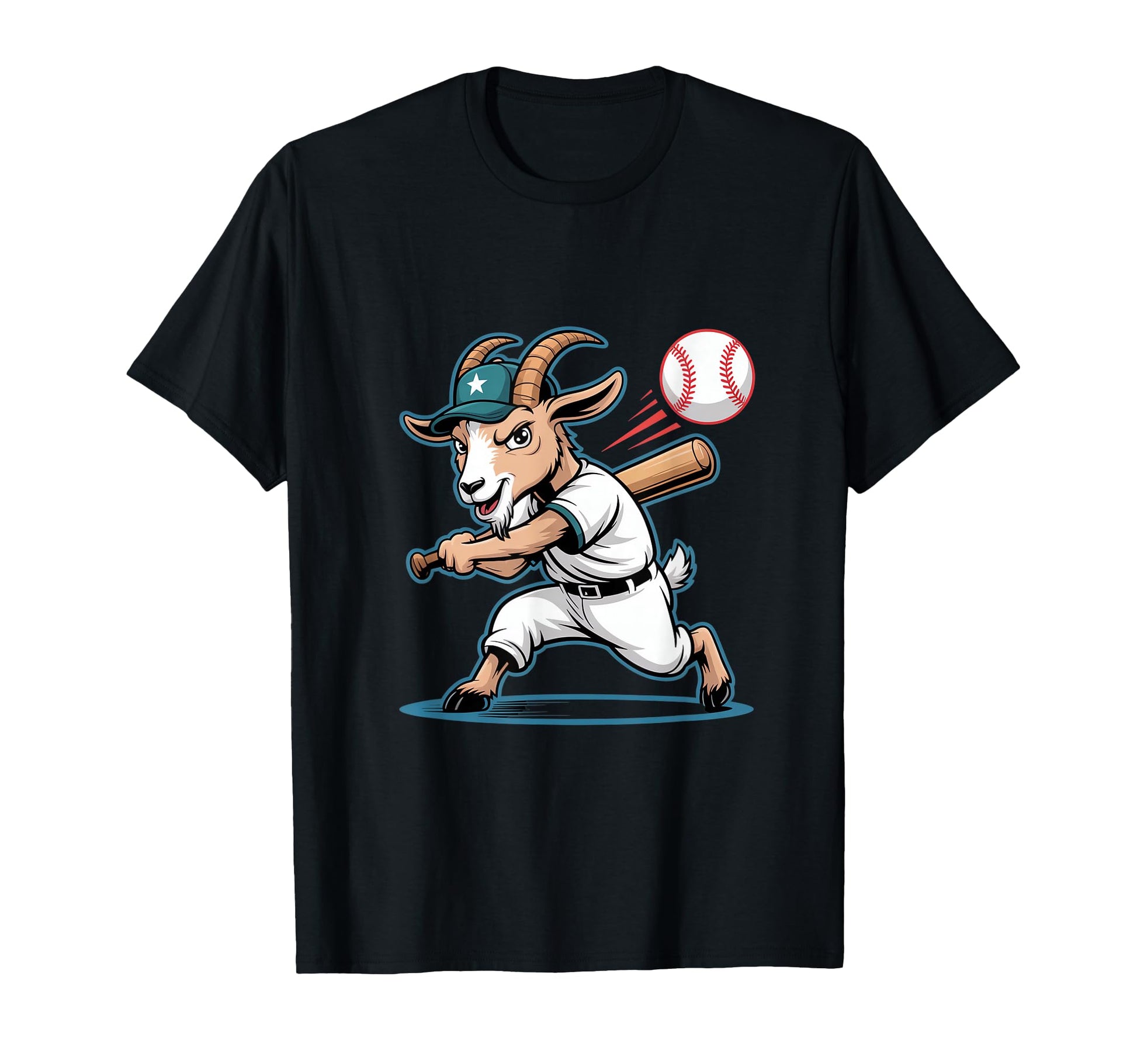 Funny Goat Baseball Player Home Run T-Shirt - Aesthetic Graphic for Adults - T-Shirt, Sweatshirt, Hoodie