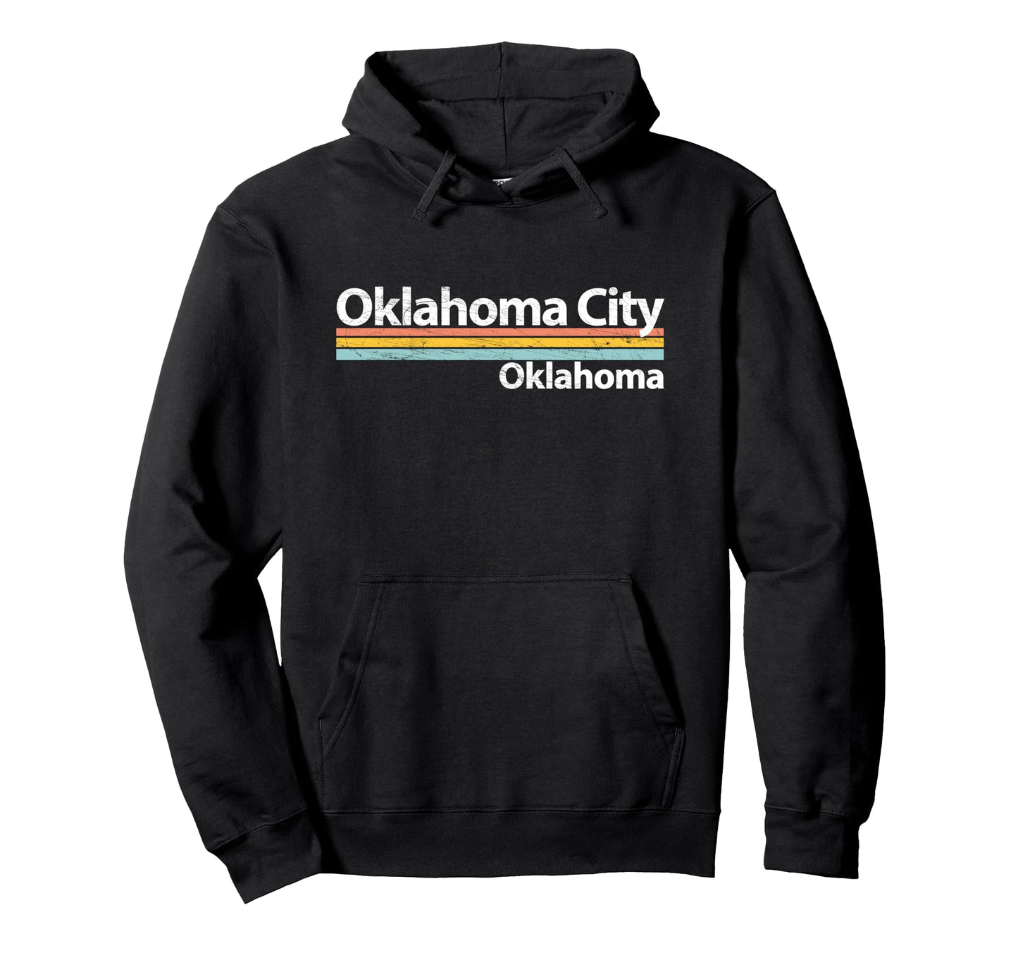 Oklahoma City Oklahoma Worn Stripes Hoodie - Trendy Graphic for Adults - T-Shirt, Sweatshirt, Hoodie