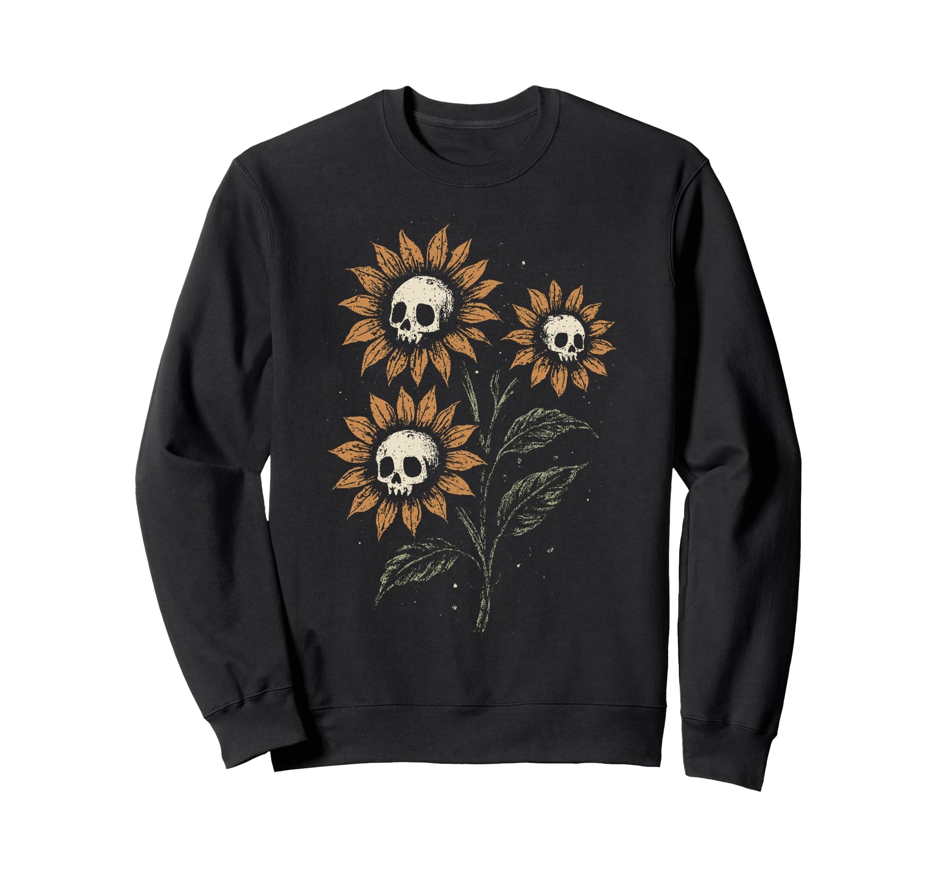 Skull Sunflowers Gothic Goth Sweatshirt - Novelty Apparel for Adults - T-Shirt, Sweatshirt, Hoodie