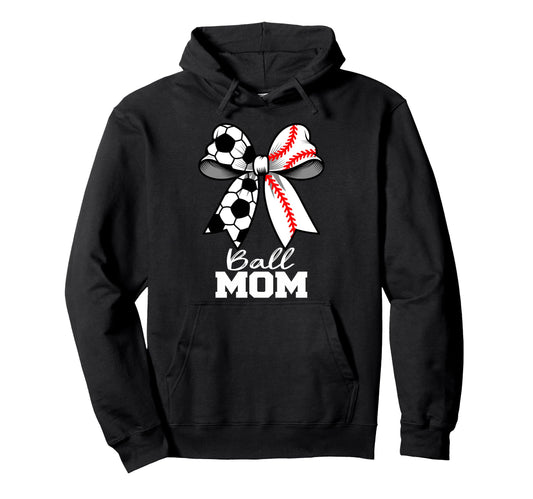 Ball Mom Soccer Baseball Mom Coquette Hoodie - Custom Art Print Men Women - T-Shirt, Sweatshirt, Hoodie