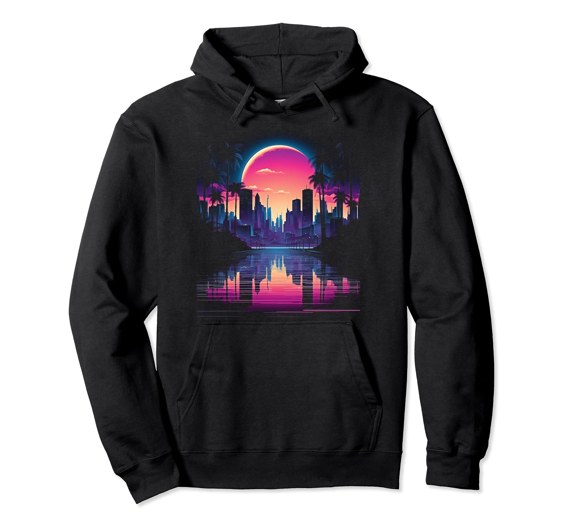 Vaporwave Cityscape 80S Synthwave 11 Hoodie - Graphic Print for Adults - T-Shirt, Sweatshirt, Hoodie